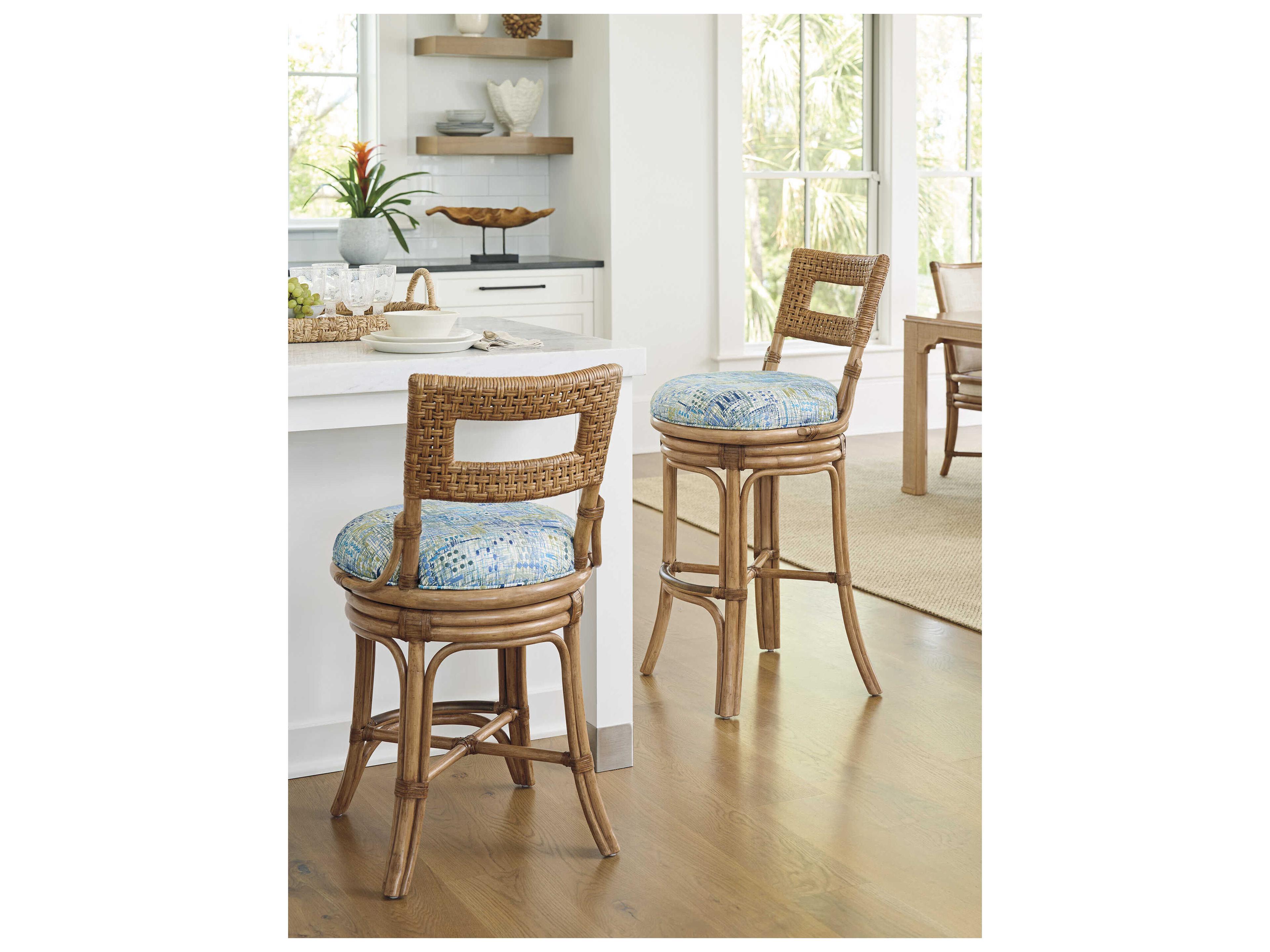 Tommy Bahama Key Biscayne Upholstered Rattan Counter Stool