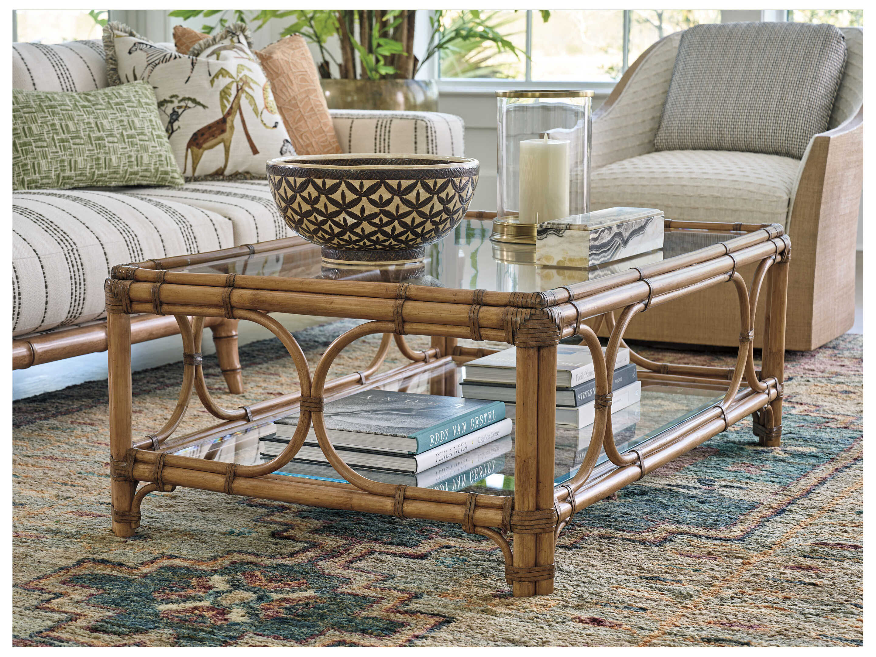 Tommy Bahama Key Biscayne Rectangular Glass Coffee Table