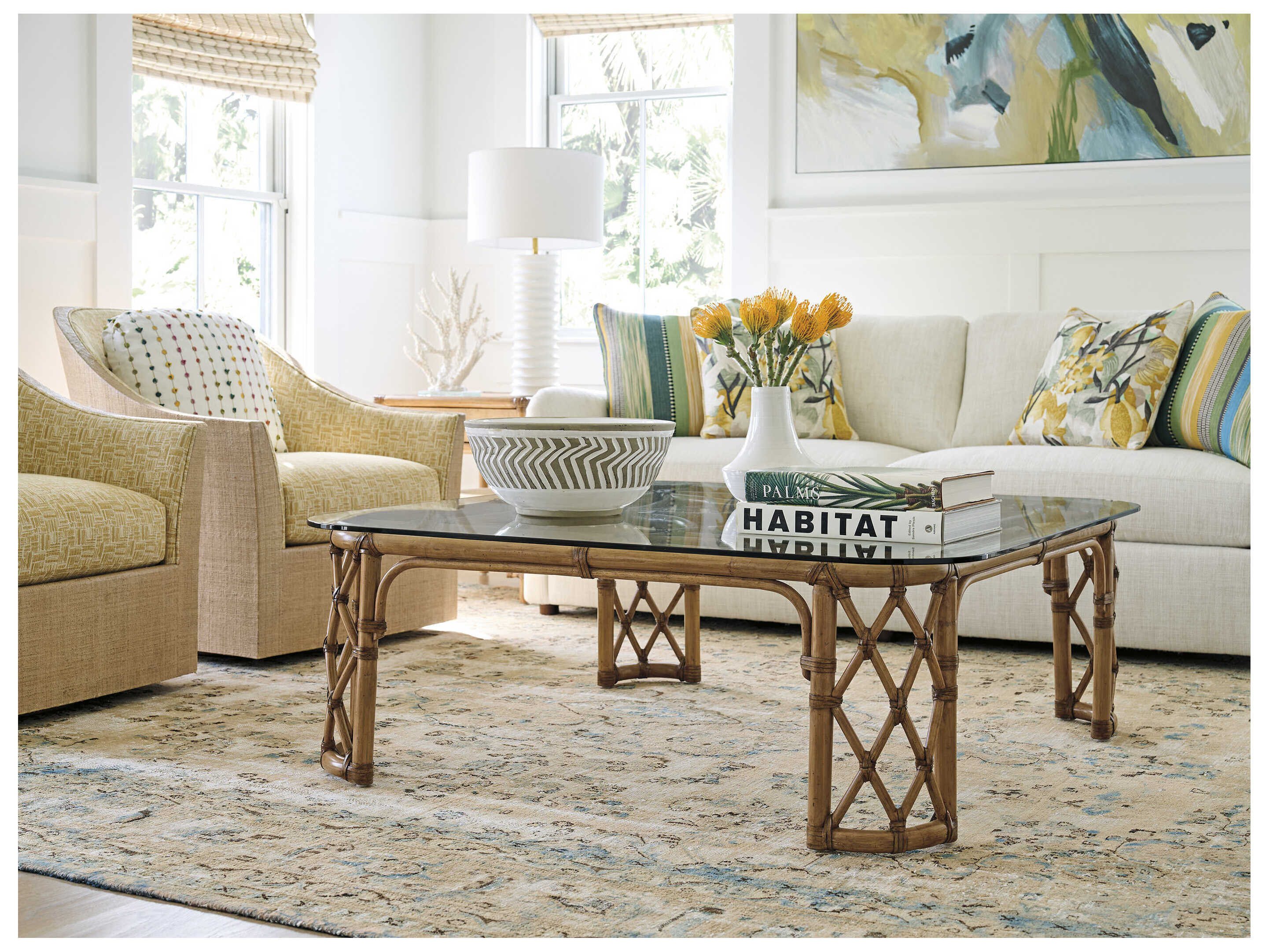 Tommy Bahama Key Biscayne Square Glass Coffee Table