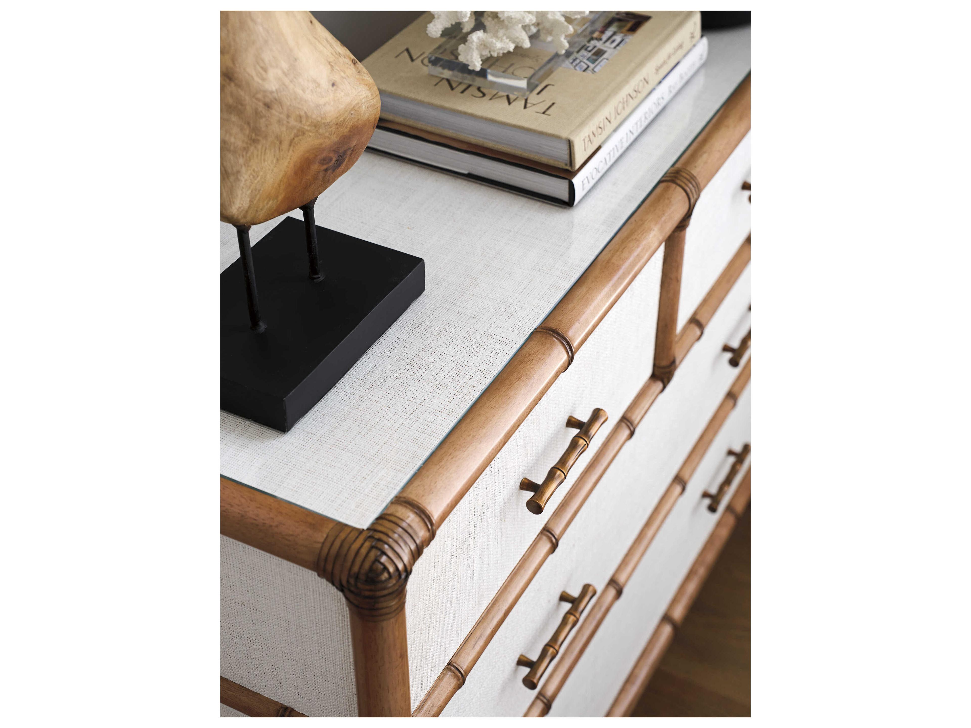 Tommy Bahama Key Biscayne Brown Bamboo Wood Accent Chest