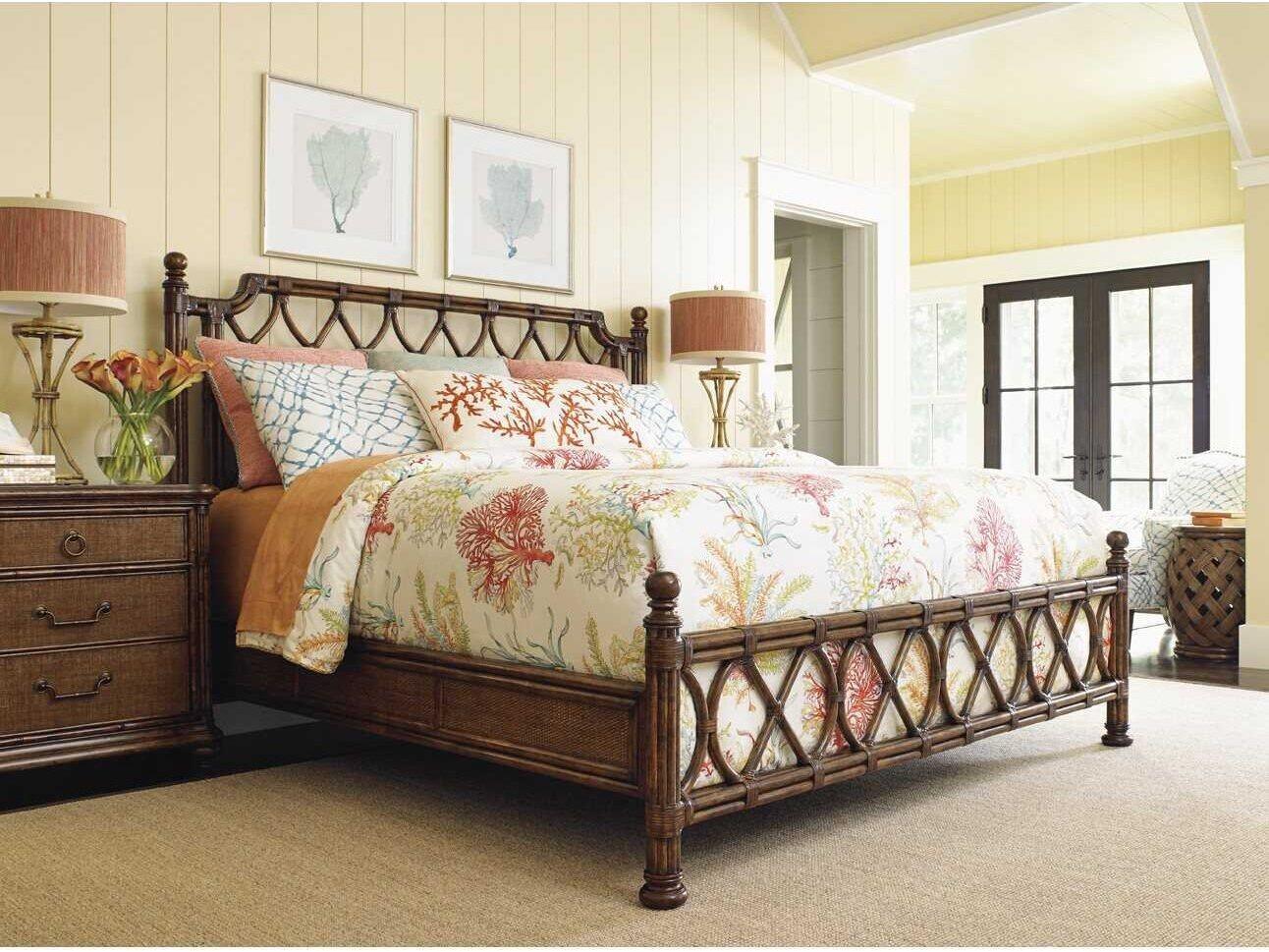 Tommy Bahama Bali Hai Island Breeze Rattan King Panel Bed
