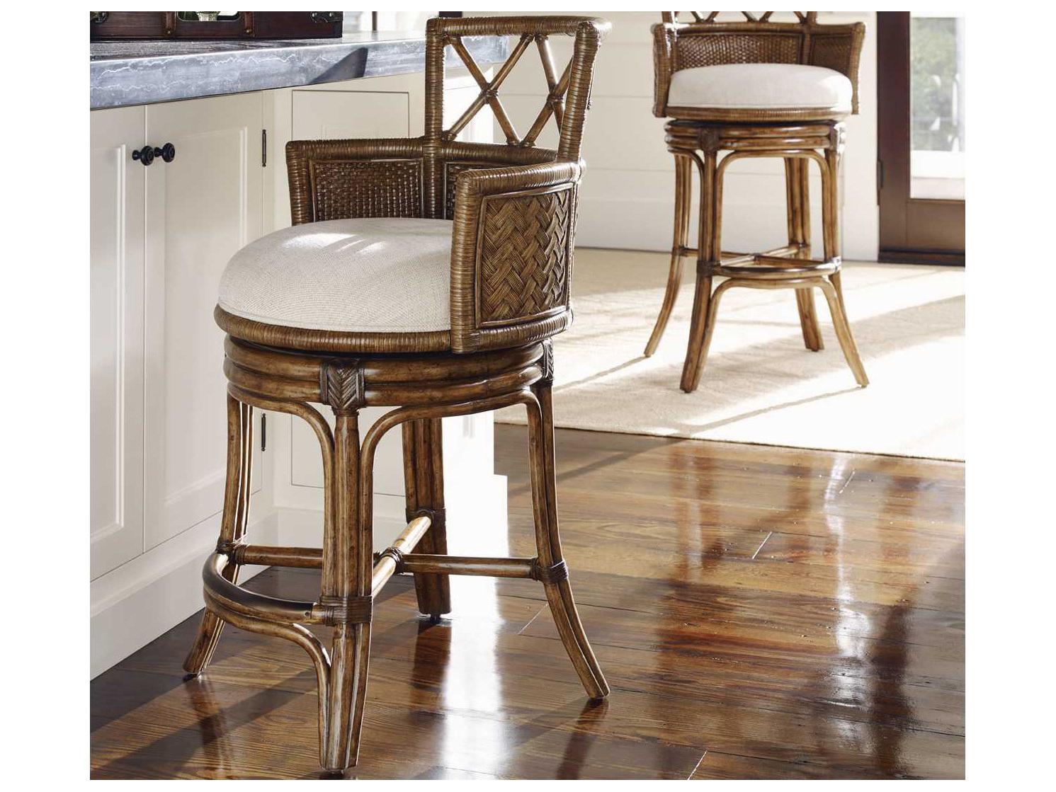 Tommy Bahama Bali Hai Upholstered Rattan Counter Stool