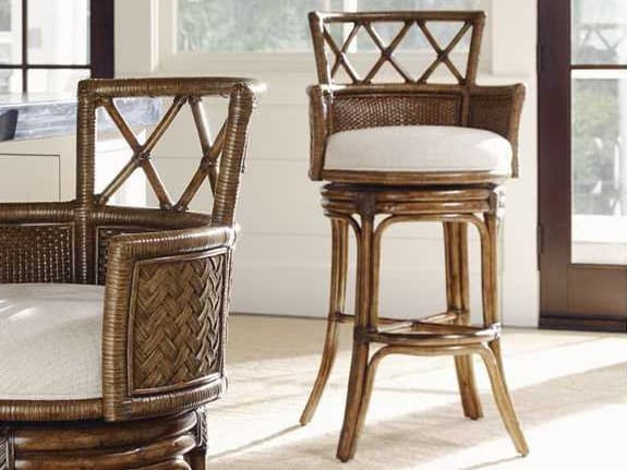 Tommy Bahama Bali Hai Upholstered Rattan Bar Stool