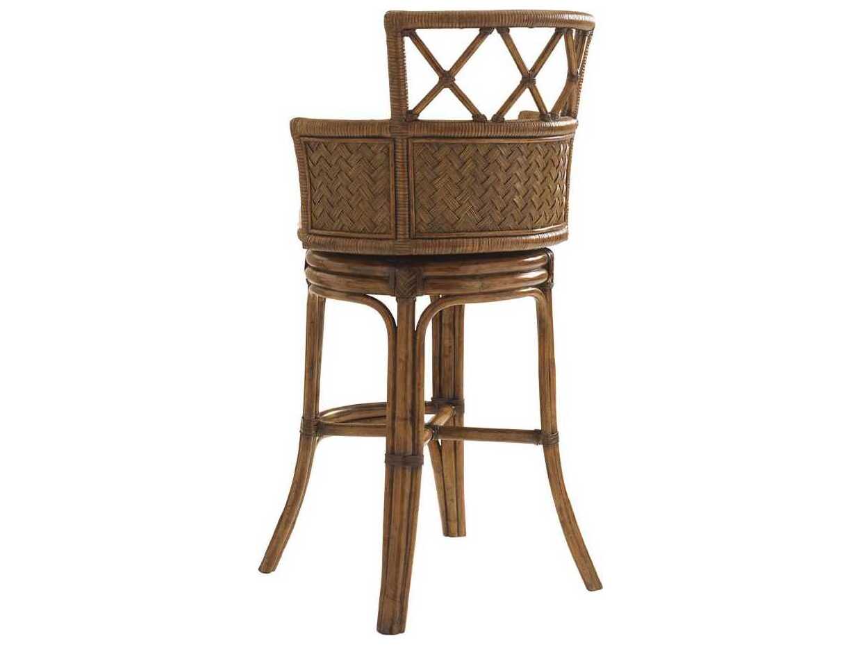 Tommy Bahama Bali Hai Upholstered Rattan Bar Stool