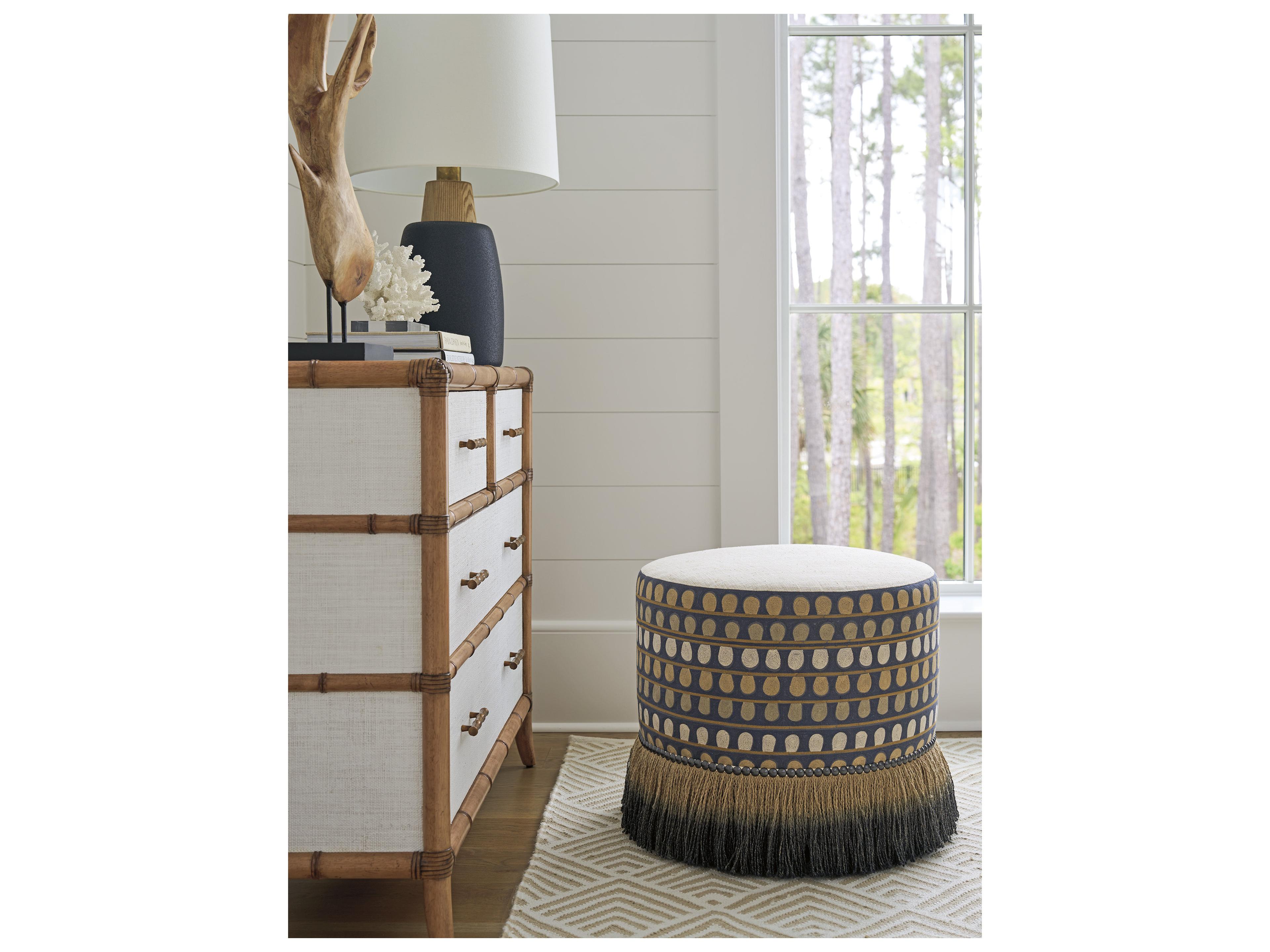 Tommy Bahama Key Biscayne Beige Upholstered Ottoman