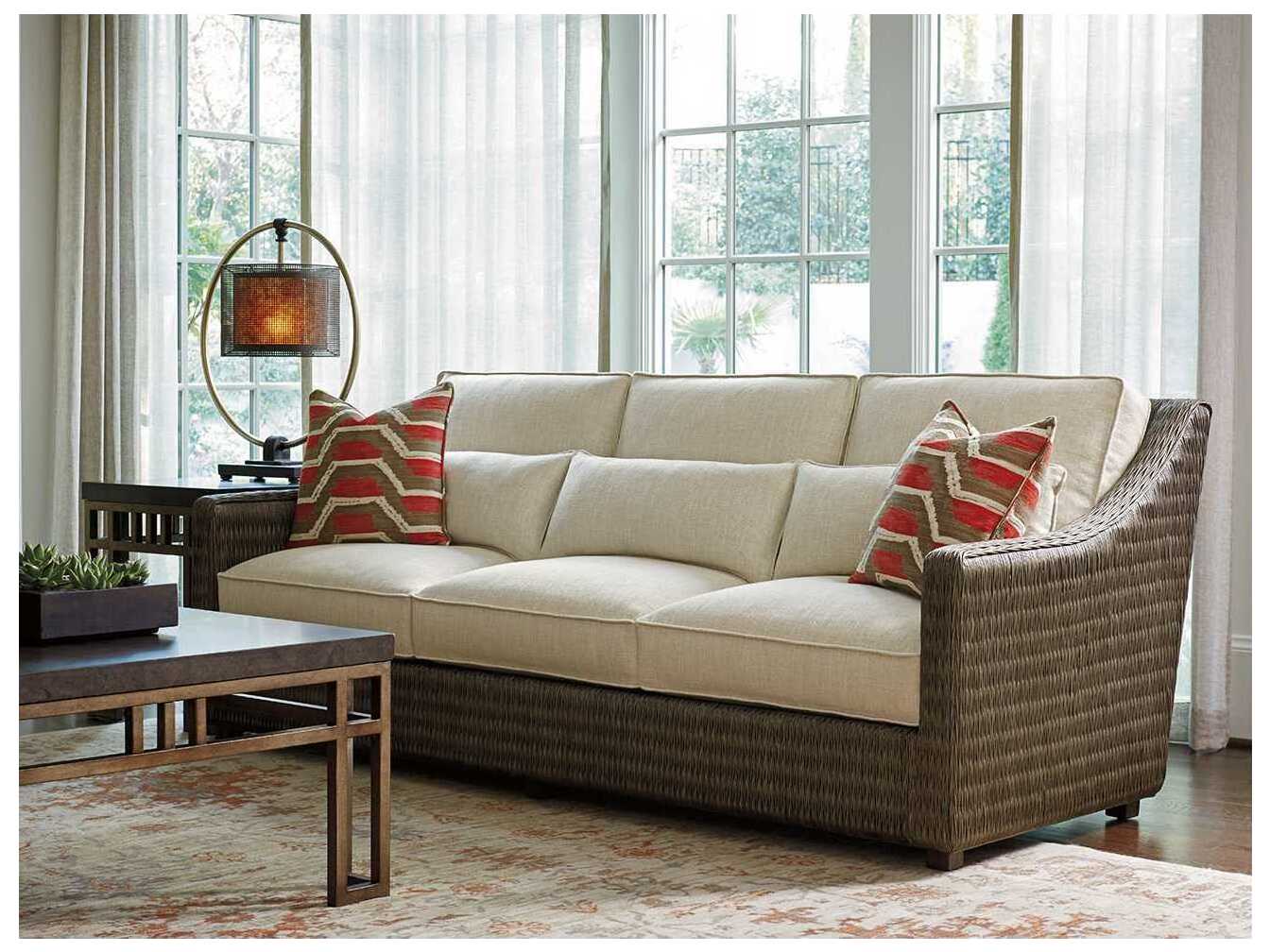 Tommy Bahama Cypress Point Hayes Sofa - Loose Back Rattan Sofa