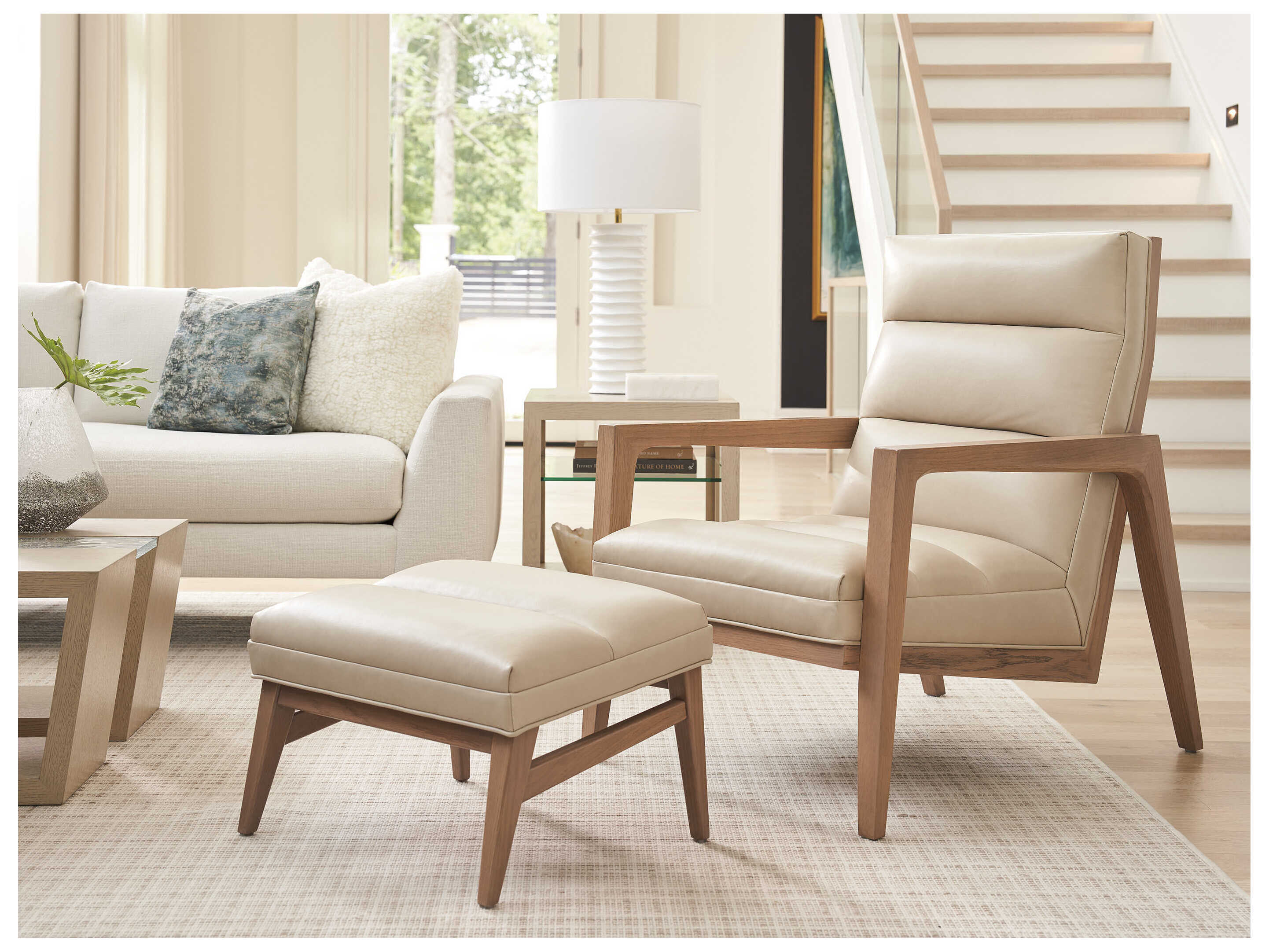 Tommy Bahama Sunset Key Brown Leather Ottoman