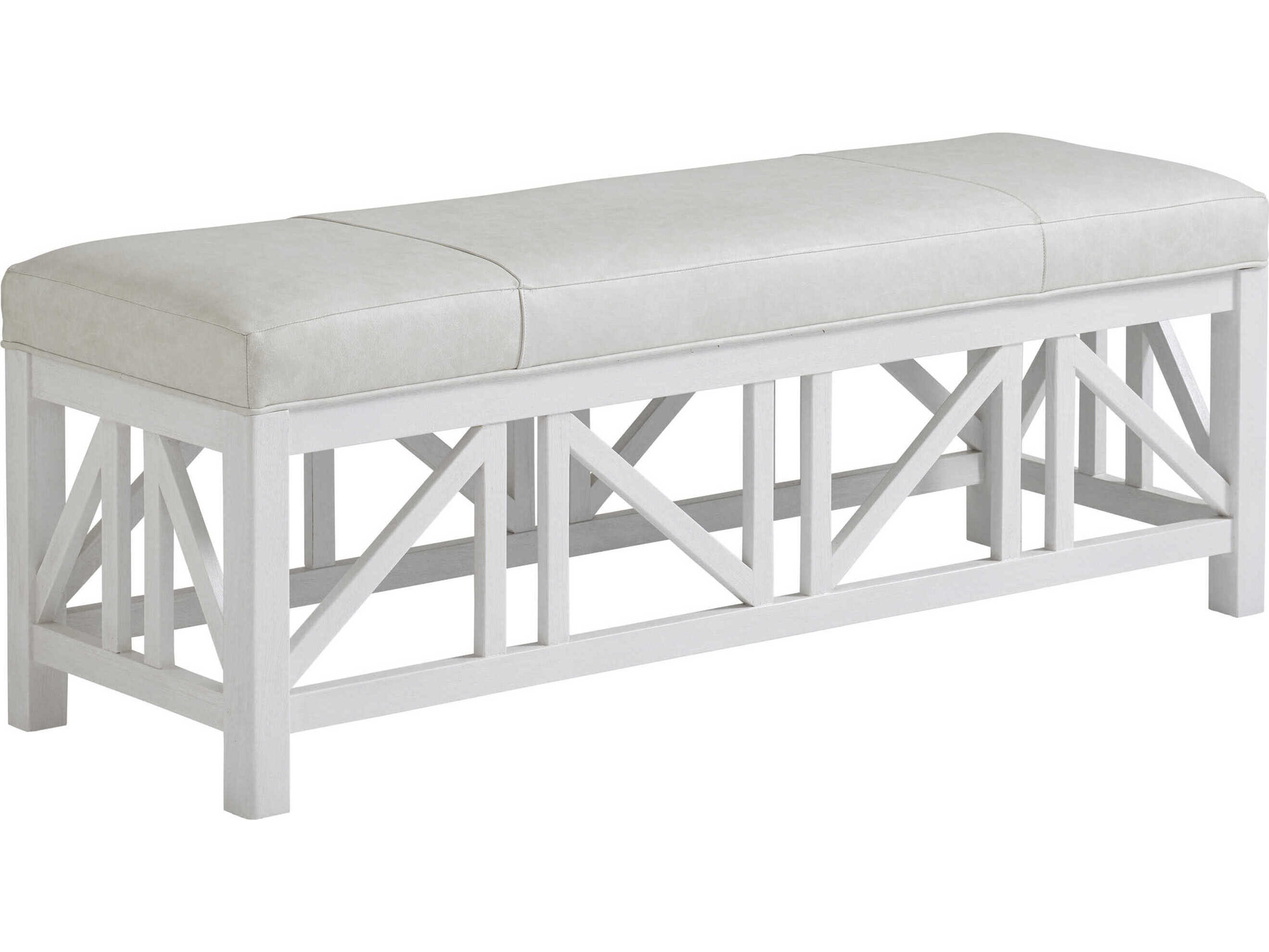 Tommy Bahama Ocean Breeze White Leather Accent Bench