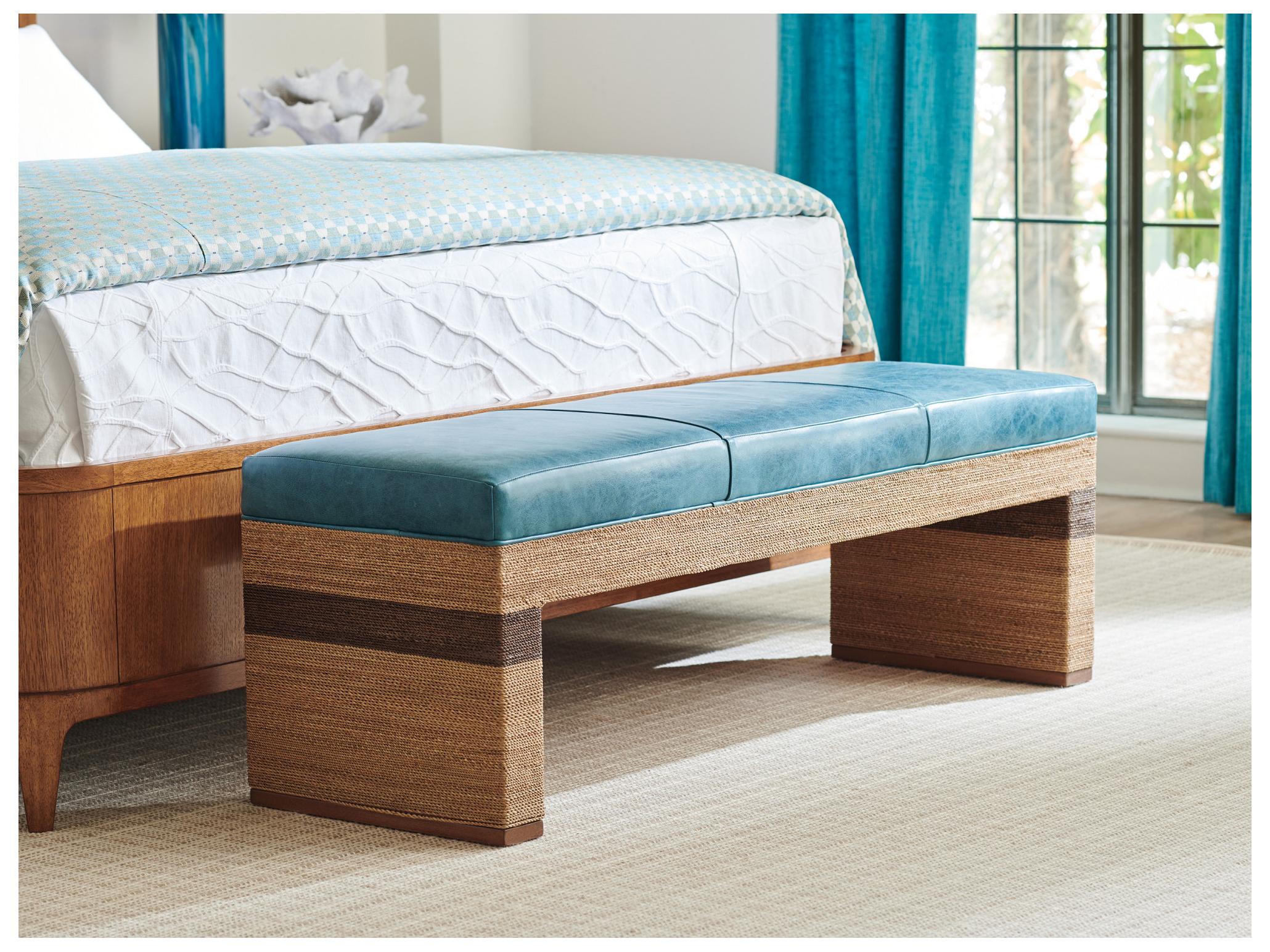 Tommy Bahama Palm Desert Rosemead Leather Accent Bench