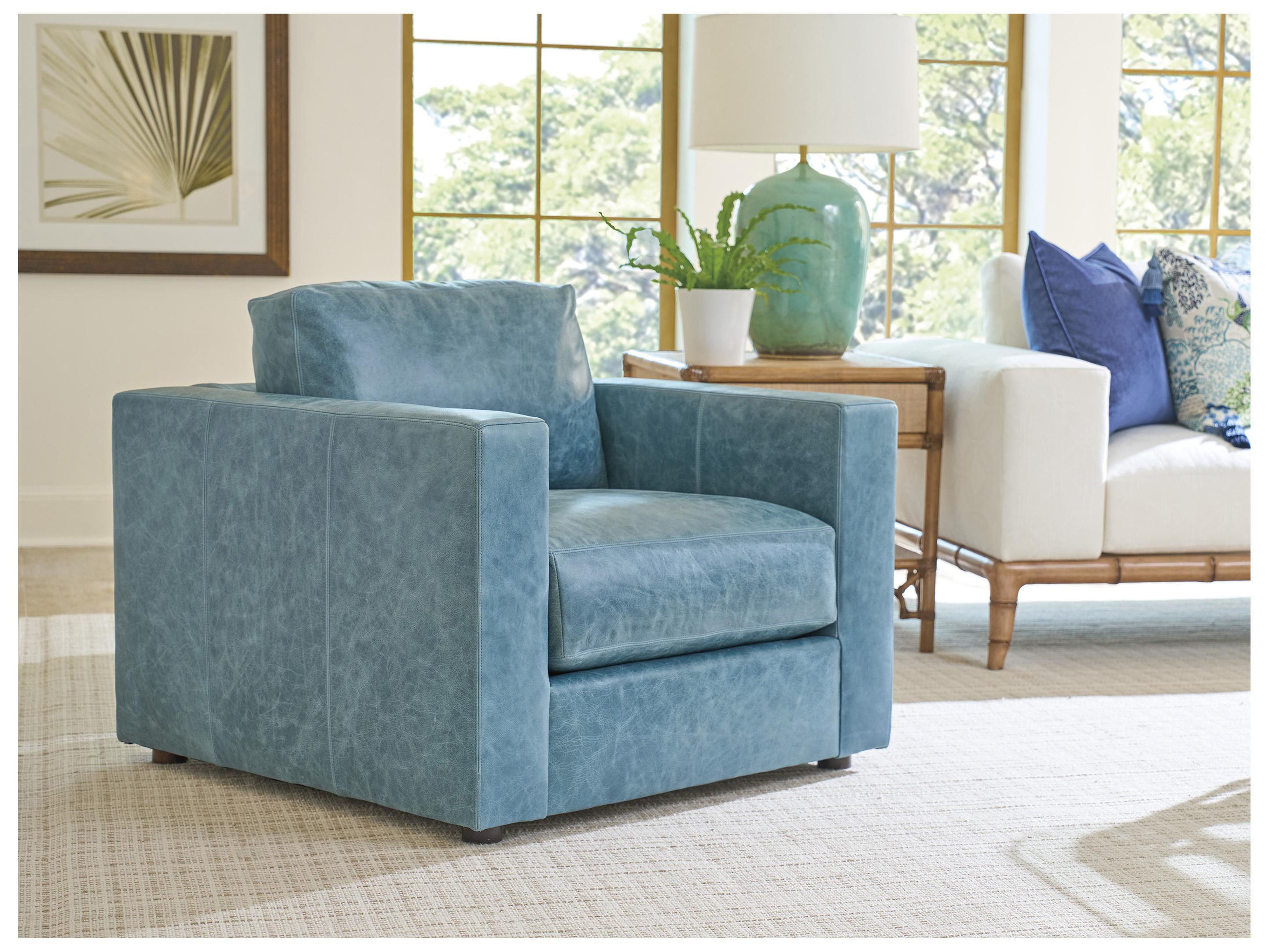 Tommy Bahama Key Biscayne Blue Leather Club Chair