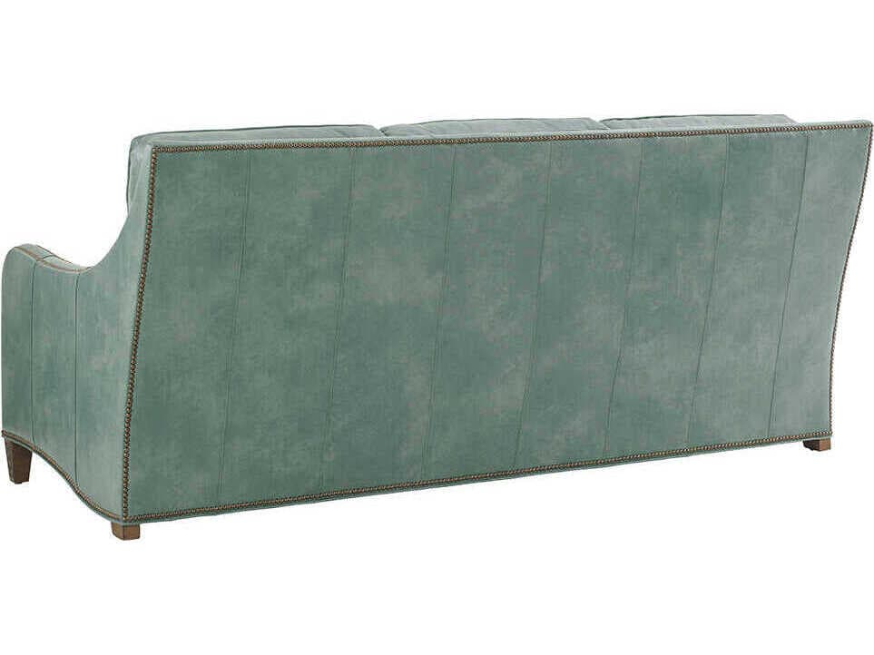 Tommy Bahama Twin Palms Blue Leather Sofa