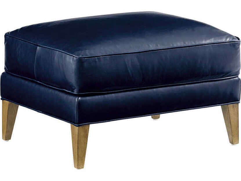 Tommy Bahama Twin Palms Blue Leather Ottoman
