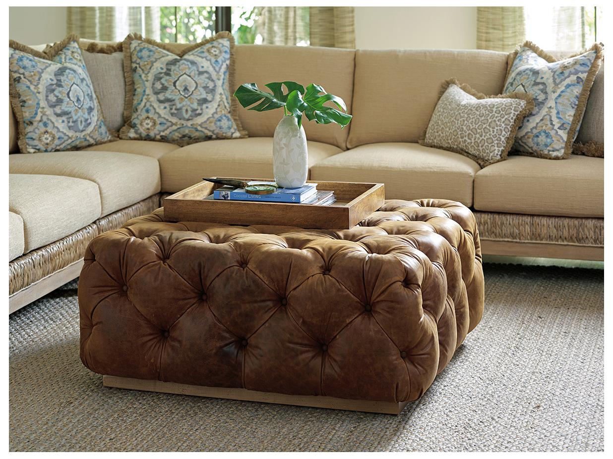 Tommy Bahama Los Altos Laurel Leather Coffee Ottoman