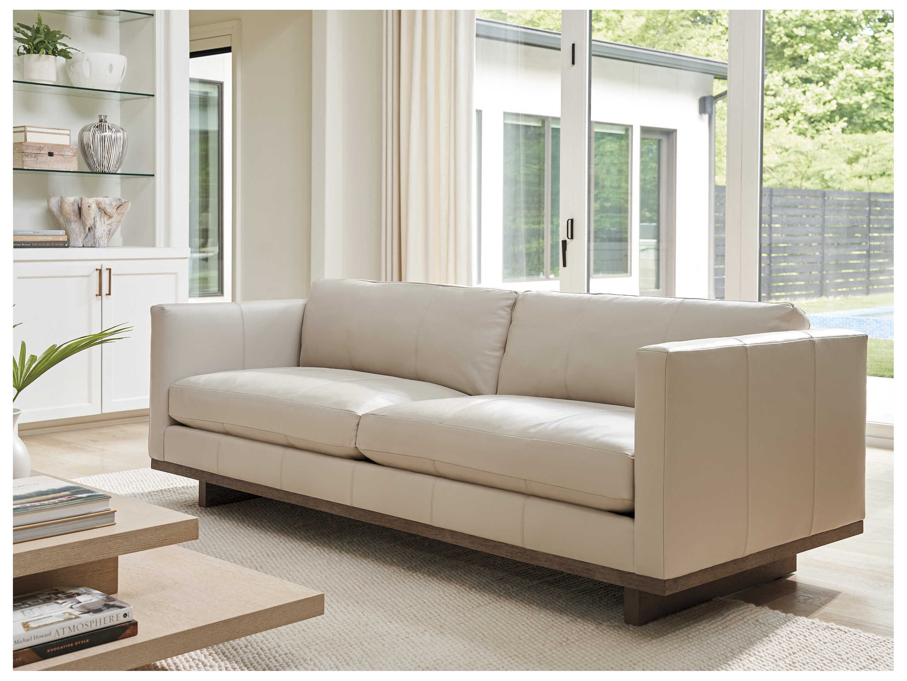 Tommy Bahama Sunset Key Beige Leather Sofa