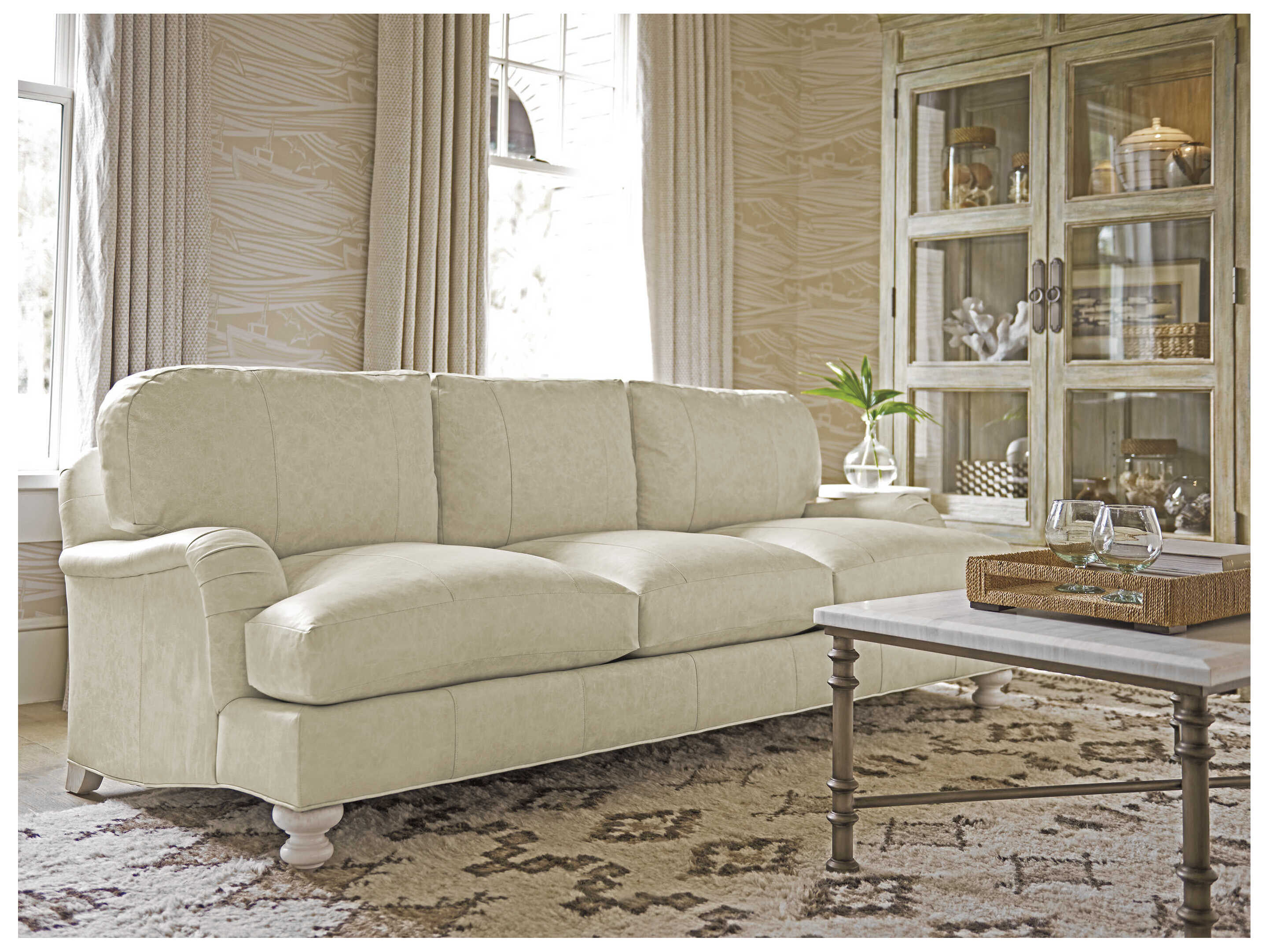 Tommy Bahama Ocean Breeze White Leather Sofa