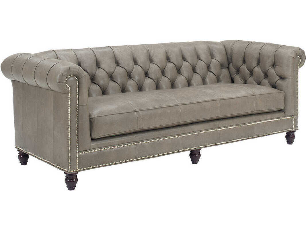 Tommy Bahama Upholstery Gray Leather Sofa