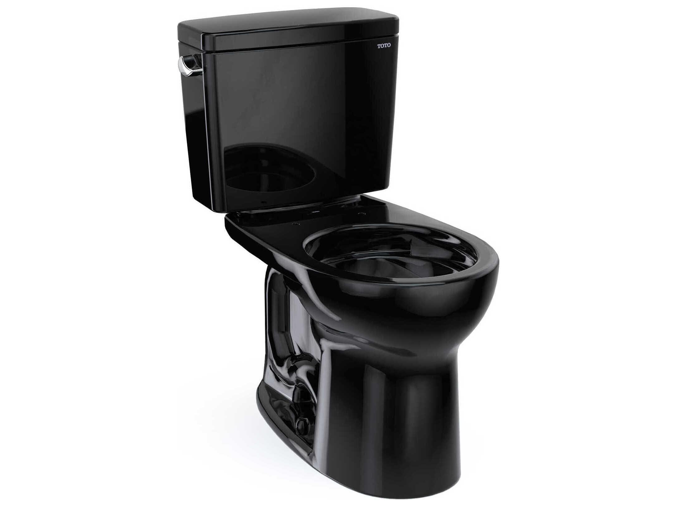 TOTO Drake 2-Piece Round Universal Height Tornado Flush Ebony Toilet with Cefiontect