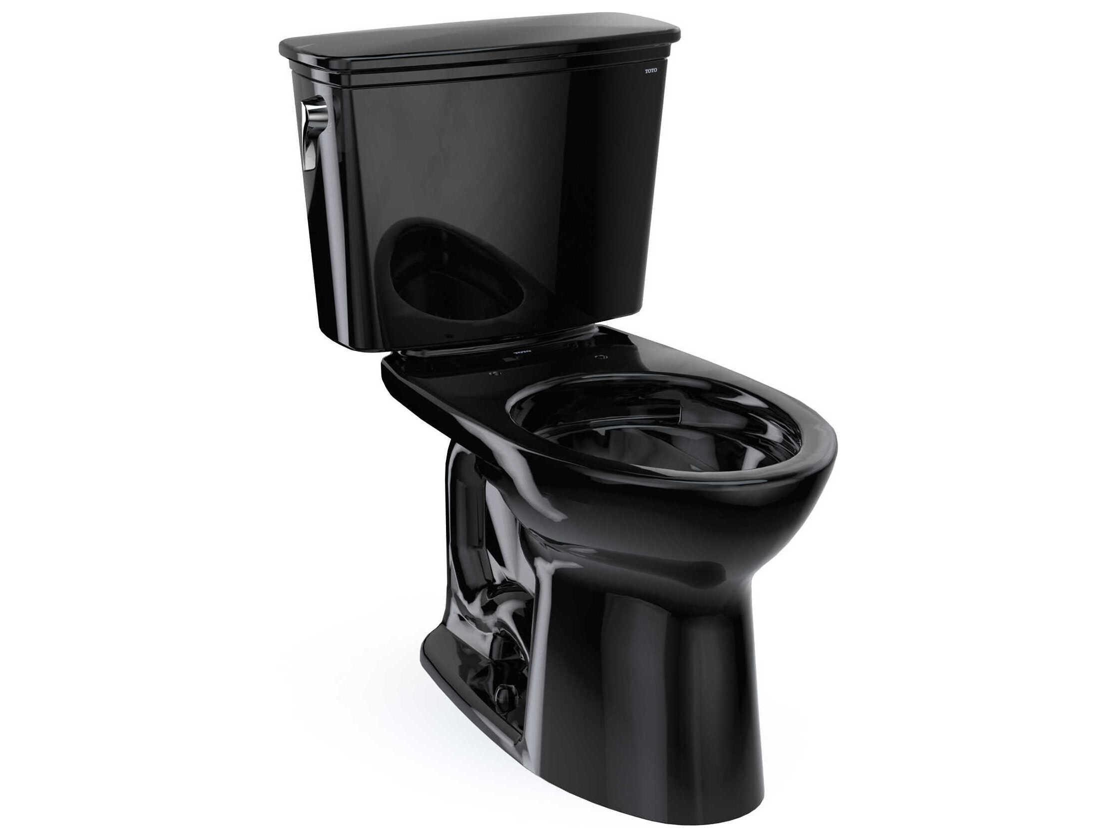 TOTO Drake Transitional 2-Piece Elongated Universal Height Tornado Flush Ebony Toilet