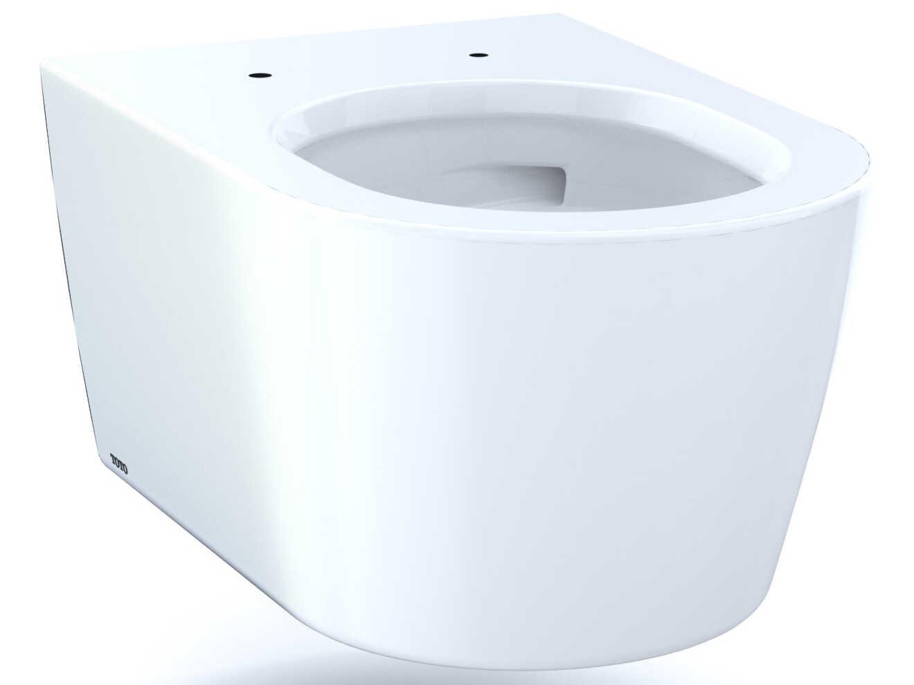 TOTO RP Wall-Hung Contemporary D-Shape Dual Flush Cotton White Toilet with Cefiontect