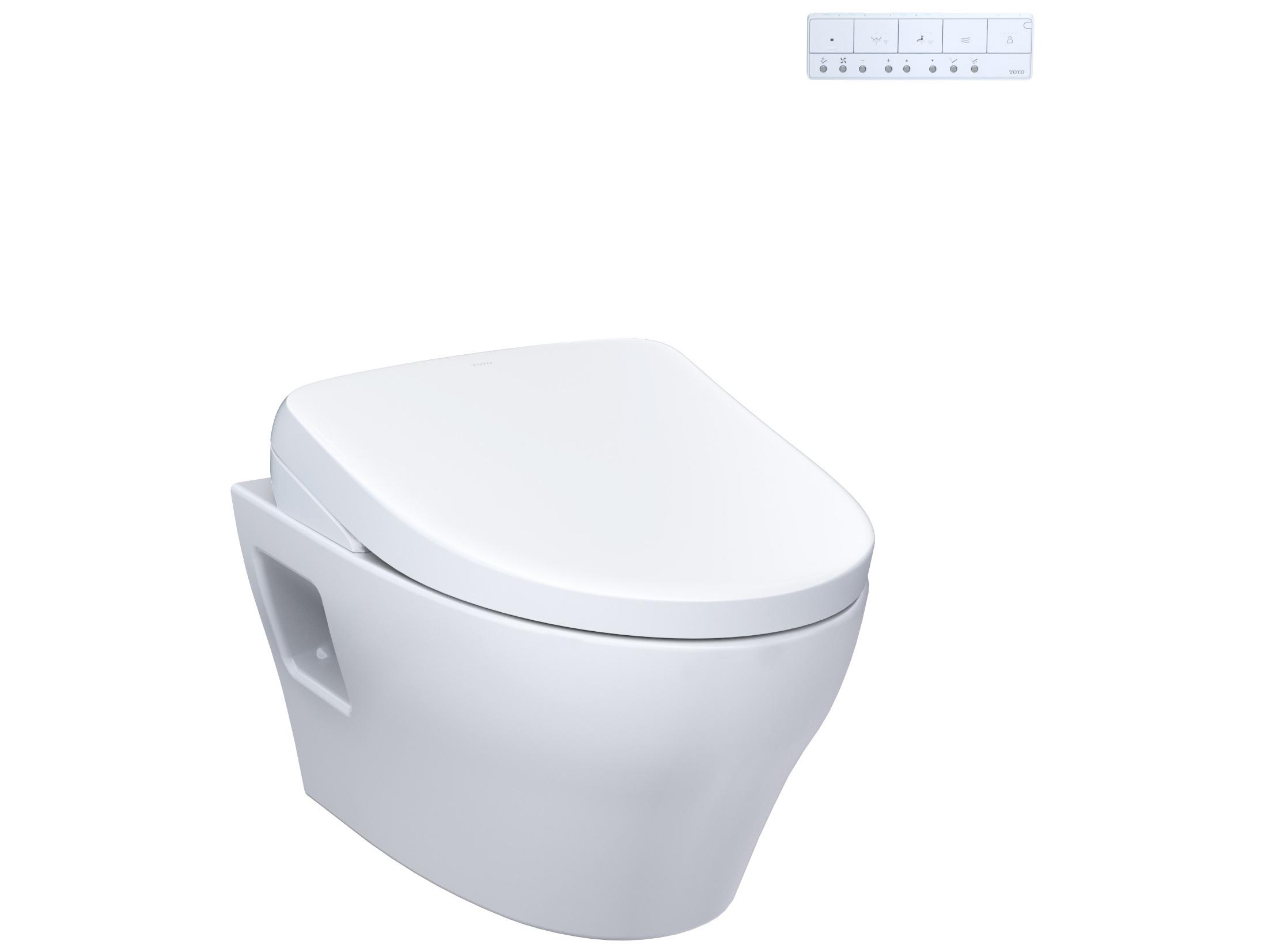 TOTO Washlet+ EP Wall-Hung Elongated Toilet with S7 Contemporary Bidet Seat and DuoFit In-Wall Dual-Flush Tank System