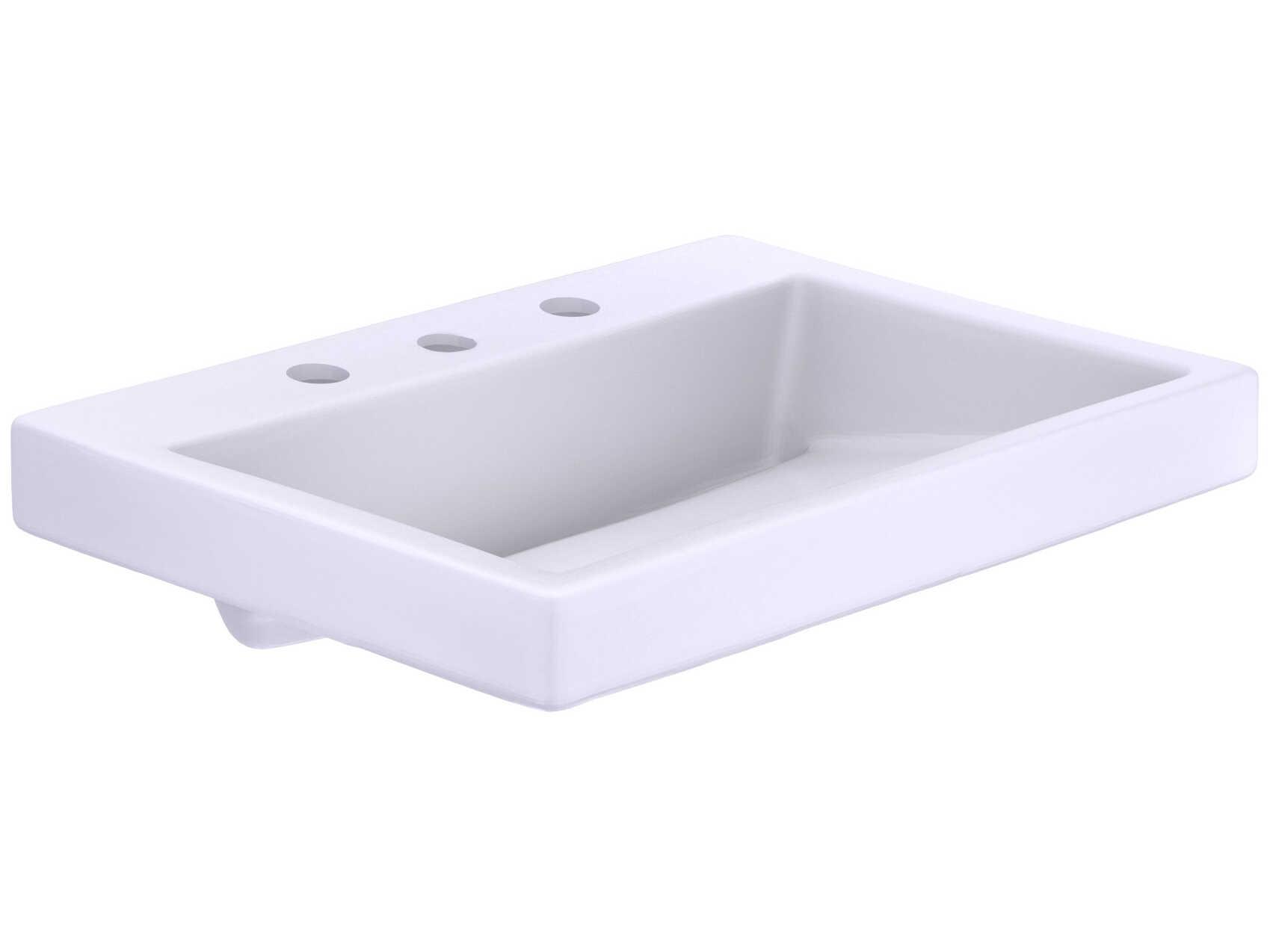 TOTO Kiwami Renesse Design-I Cotton White Rectangular Fireclay Vessel Bathroom Sink with Cefiontect for 8" Faucets