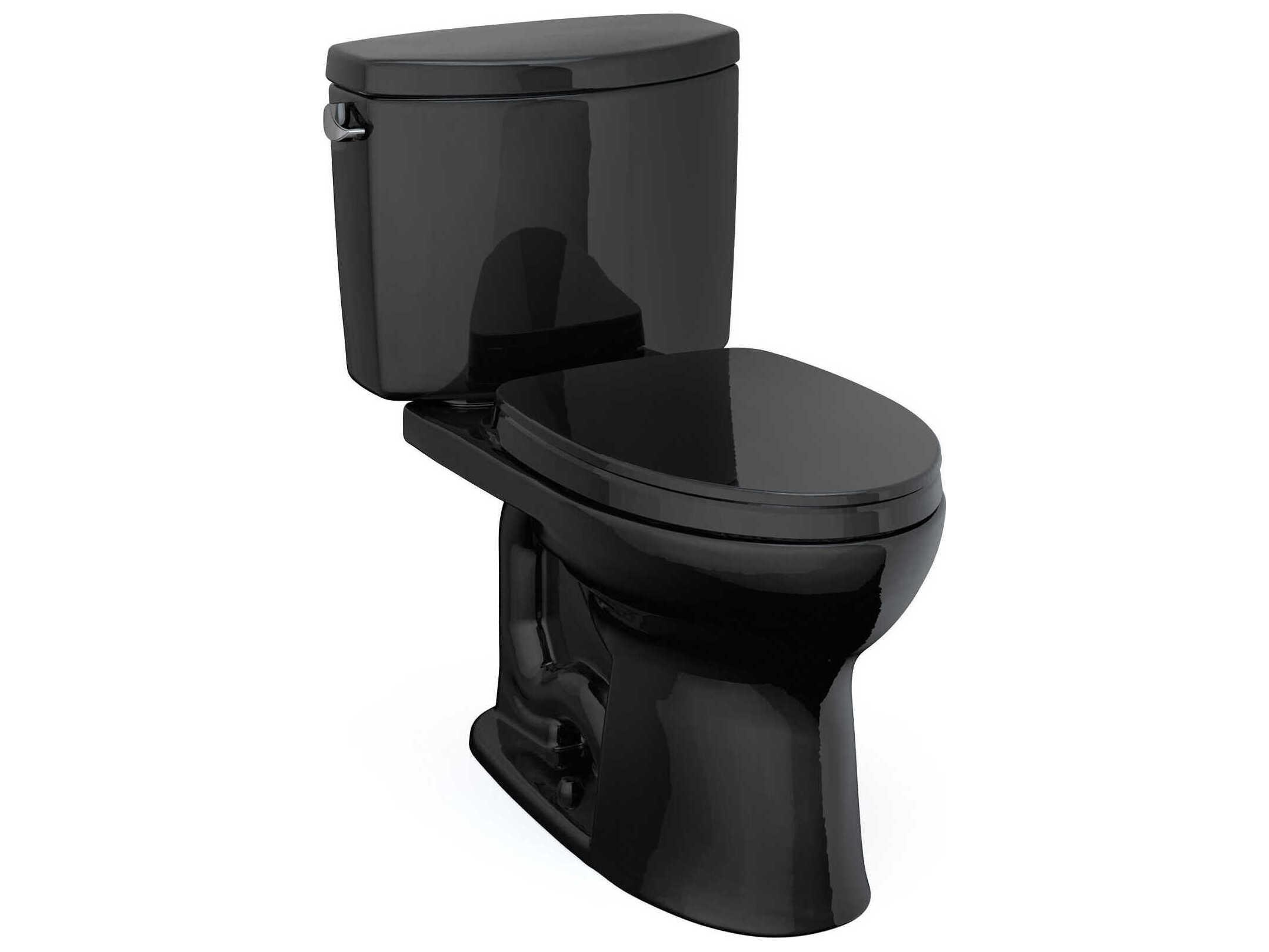 TOTO Drake-II 2-Piece Elongated Universal Height Ebony Toilet with SS124 SoftClose Seat, Washlet+ Ready