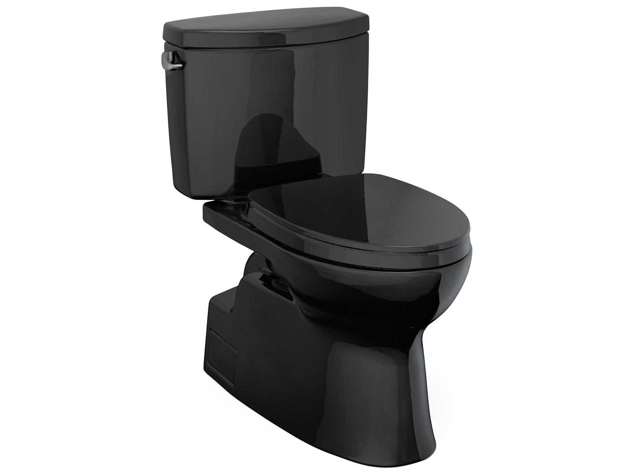 TOTO Vespin-II 2-Piece Elongated Universal Height Ebony Toilet with SS124 SoftClose Seat, Washlet+ Ready
