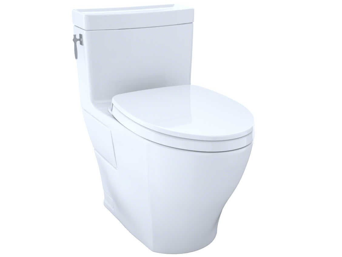 TOTO Aimes Washlet+ 1-Piece Elongated Universal Height Skirted Toilet with Cefiontect