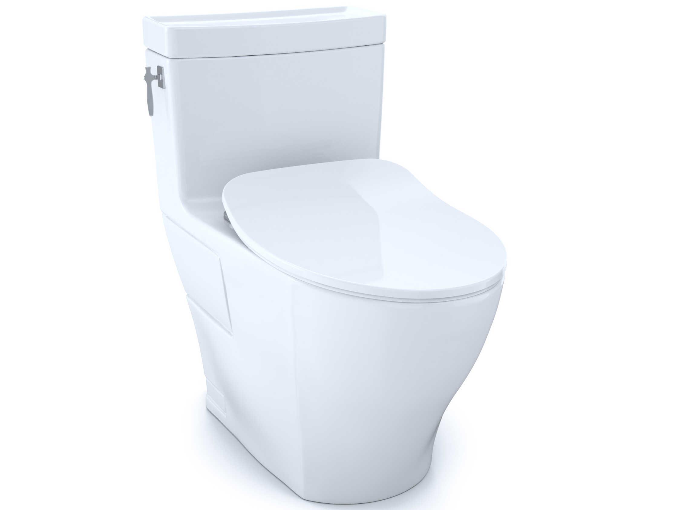 TOTO Aimes 1-Piece Elongated Cotton White Toilet with Cefiontect and SoftClose Seat, Washlet+ Ready