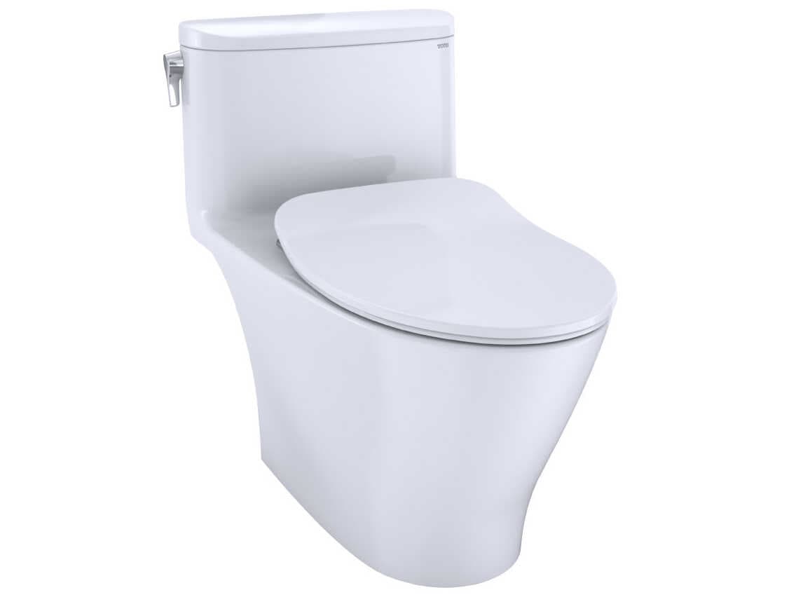 TOTO Nexus 1-Piece Elongated Universal Height Cotton White Toilet with Cefiontect and SS234 SoftClose Seat, Washlet+ Ready