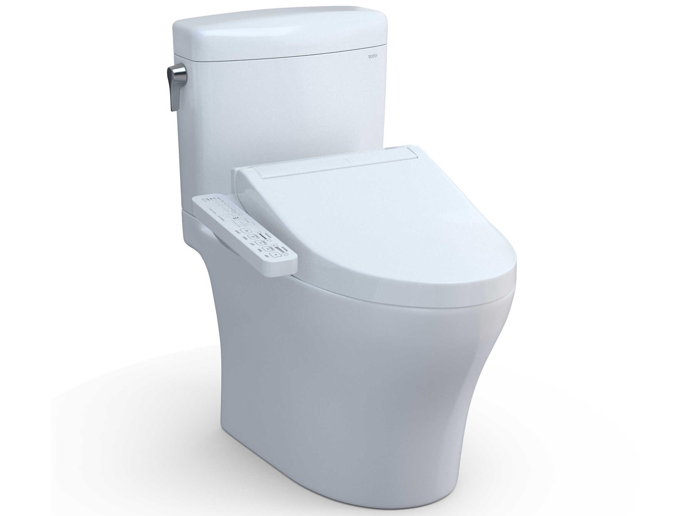 TOTO Aquia-IV Washlet+ Cube 2-Piece Elongated Dual Flush Cotton White Toilet with C2 Bidet Seat