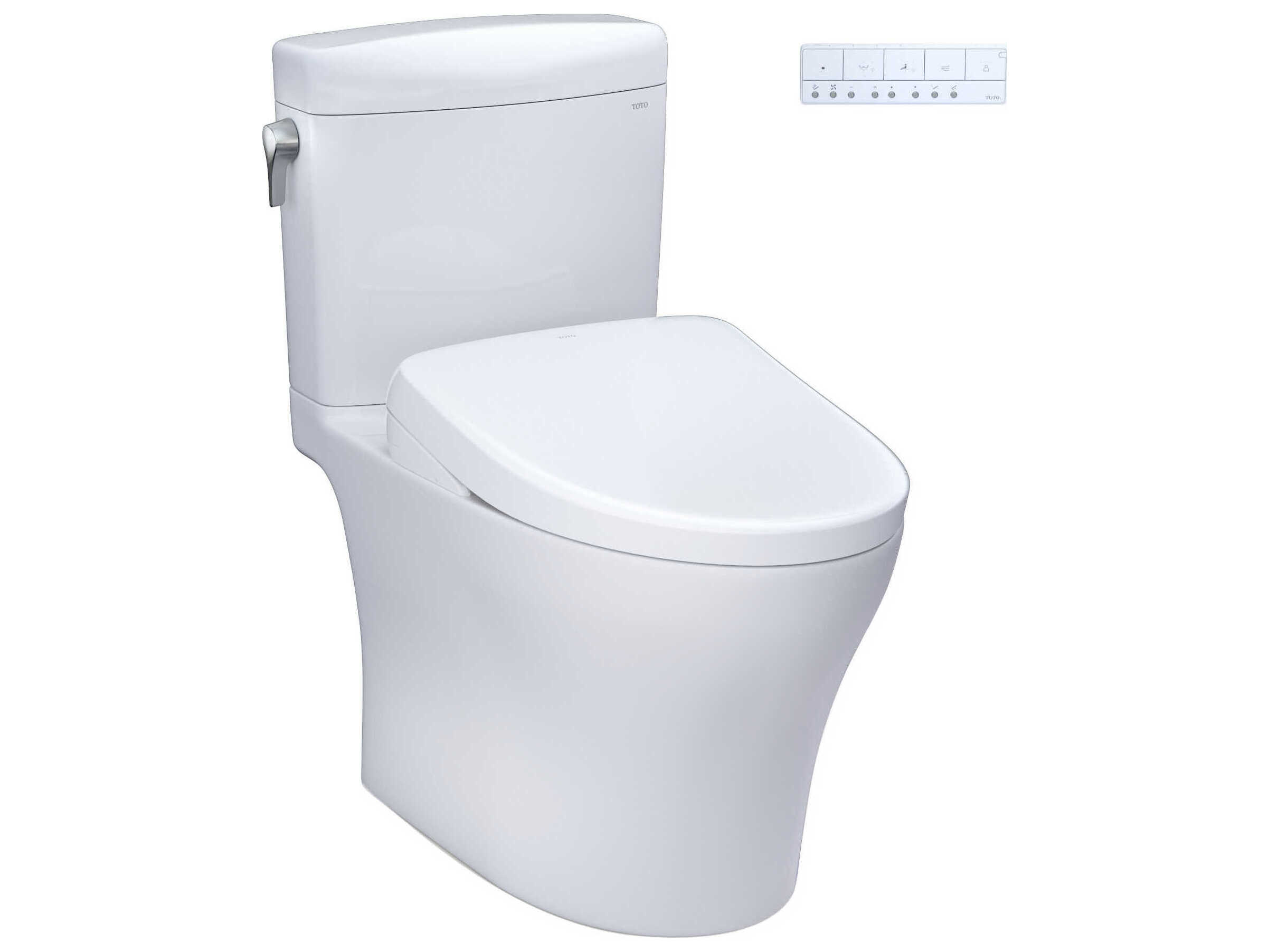 TOTO Aquia-IV Washlet+ Cube 2-Piece Elongated Dual Flush Toilet with S7 Contemporary Bidet Seat
