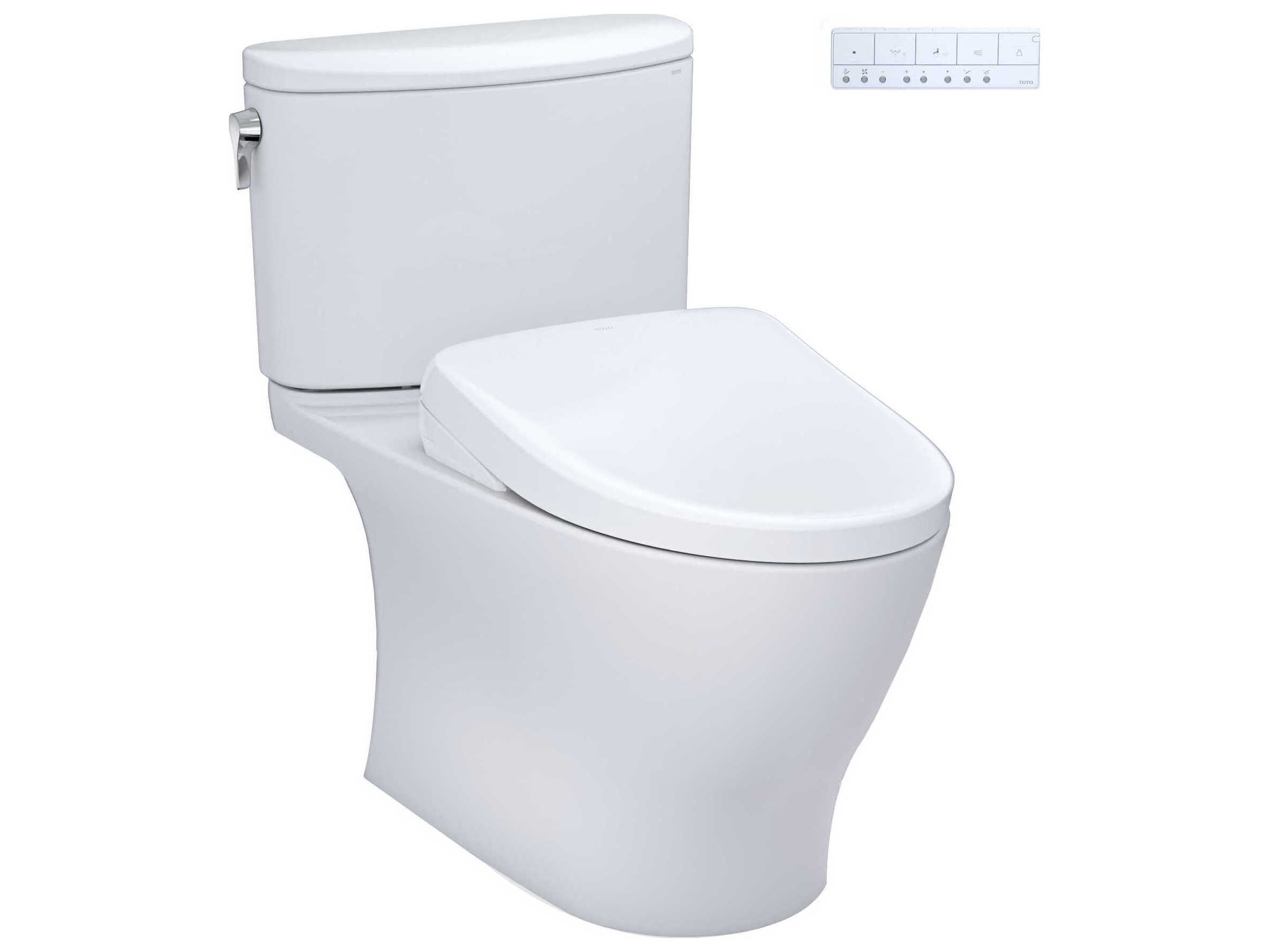 TOTO Nexus Washlet+ Cotton White 2-Piece Elongated Toilet with S7A Contemporary Bidet Seat