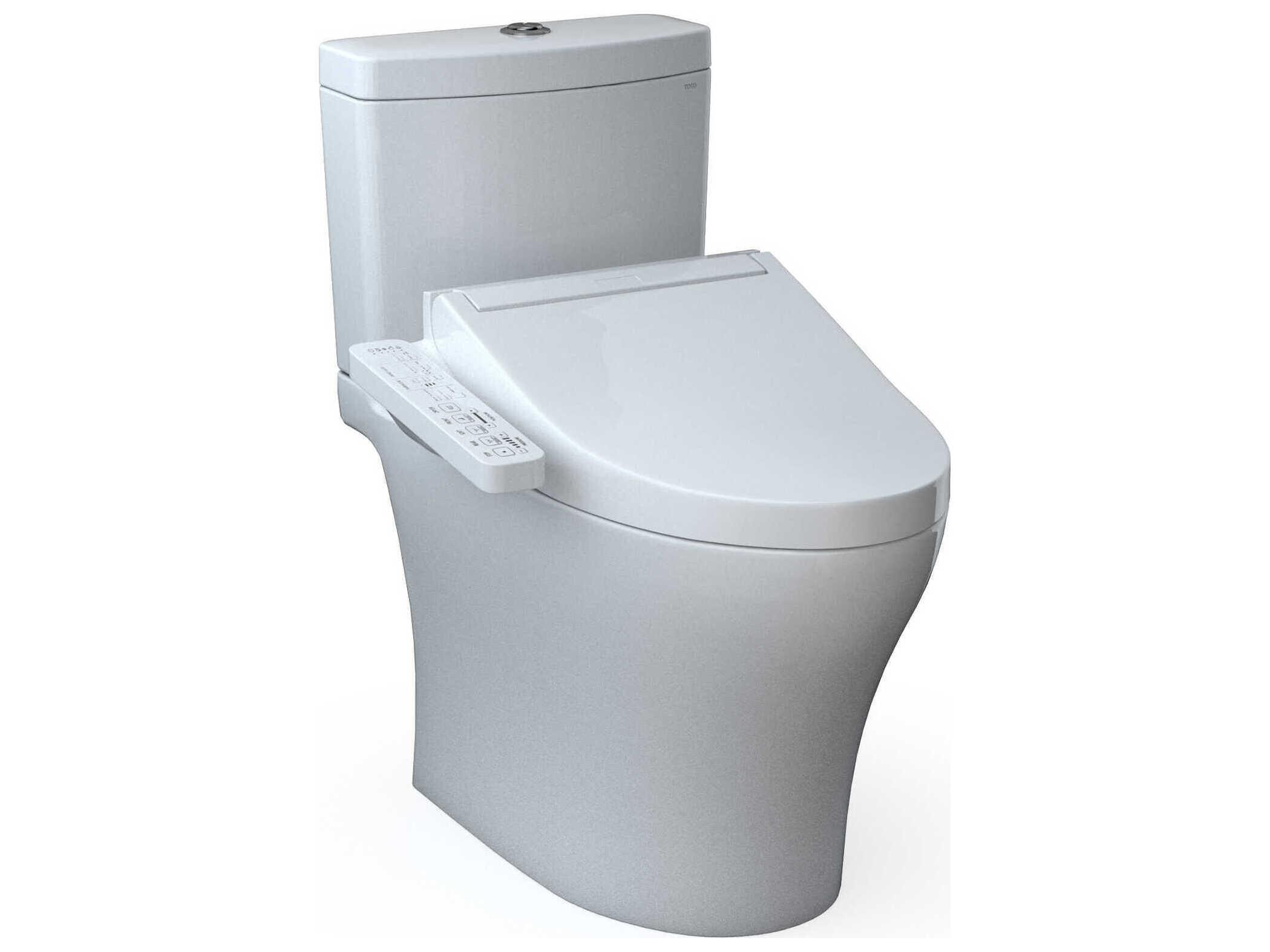 TOTO Aquia-IV Washlet+ 2-Piece Elongated Dual Flush Cotton White Toilet and Washlet C2 Bidet Seat