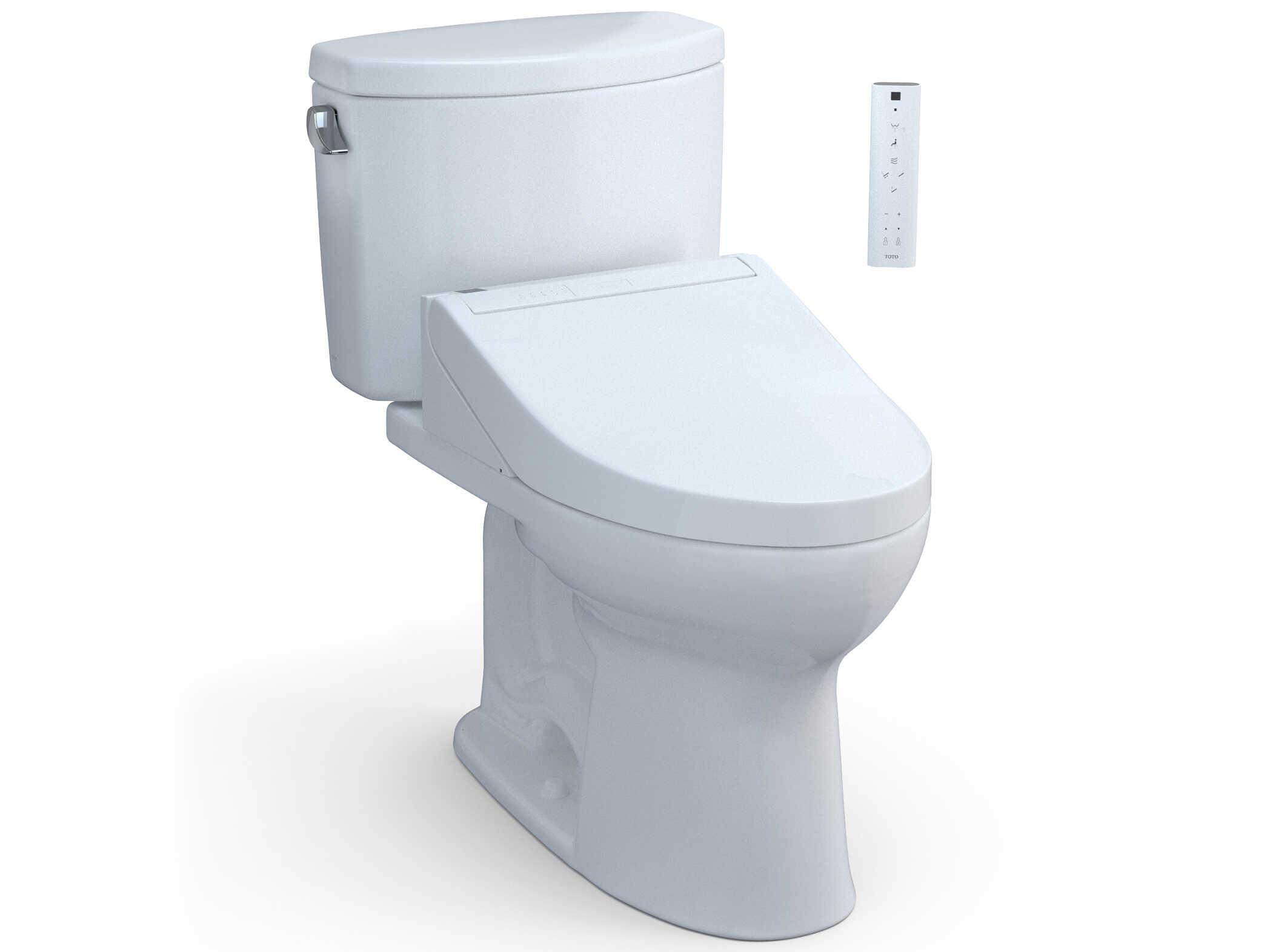 TOTO Drake-II Washlet+ 2-Piece Elongated Cotton White Toilet and Washlet+ C5 Bidet Seat