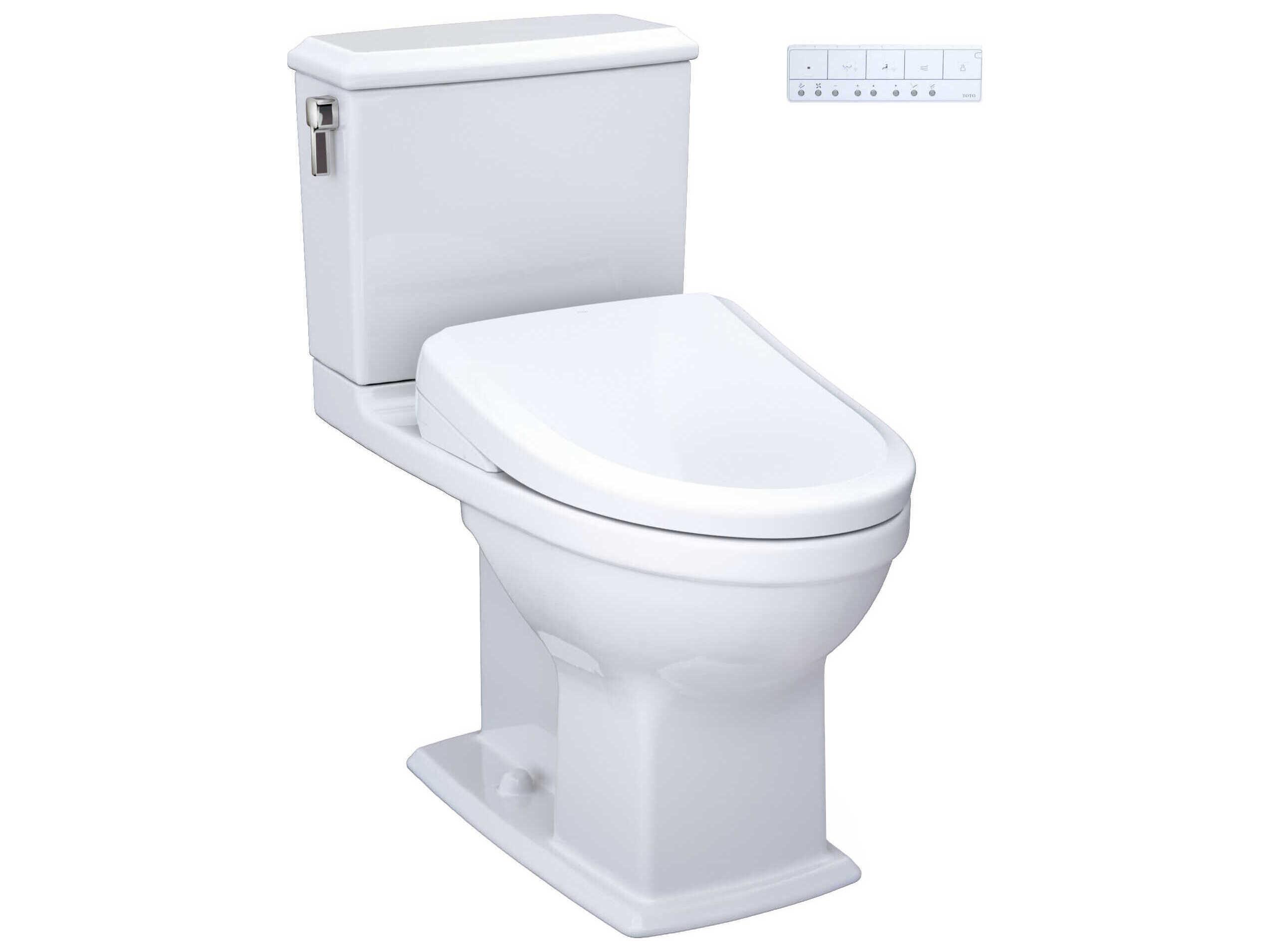 TOTO Connelly Washlet+ 2-Piece Elongated Dual Flush Cotton White Toilet and Classic Washlet S7 Classic Bidet Seat