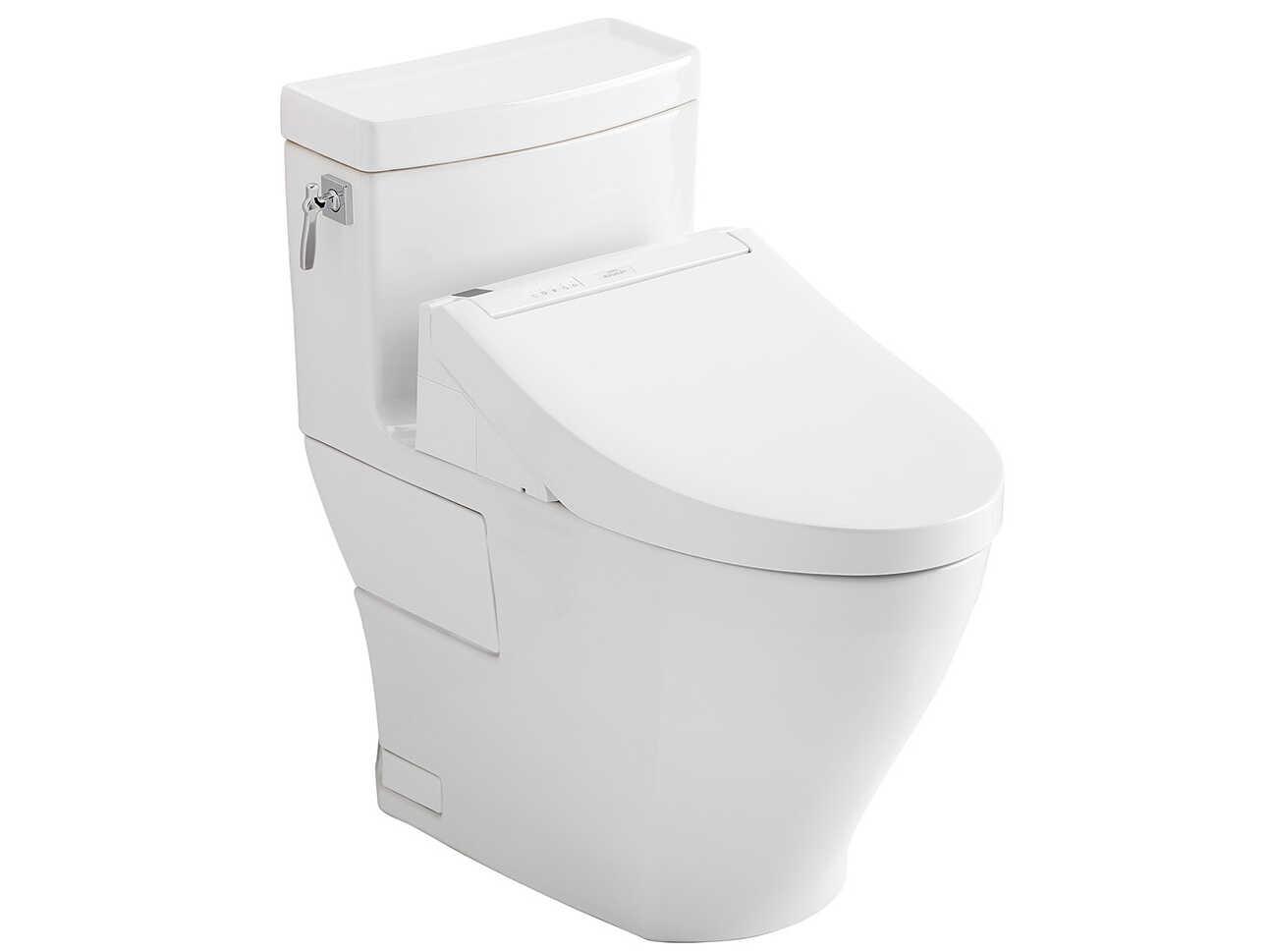 TOTO Aimes Washlet+ 1-Piece Elongated Cotton White Toilet and Washlet C5 Bidet Seat