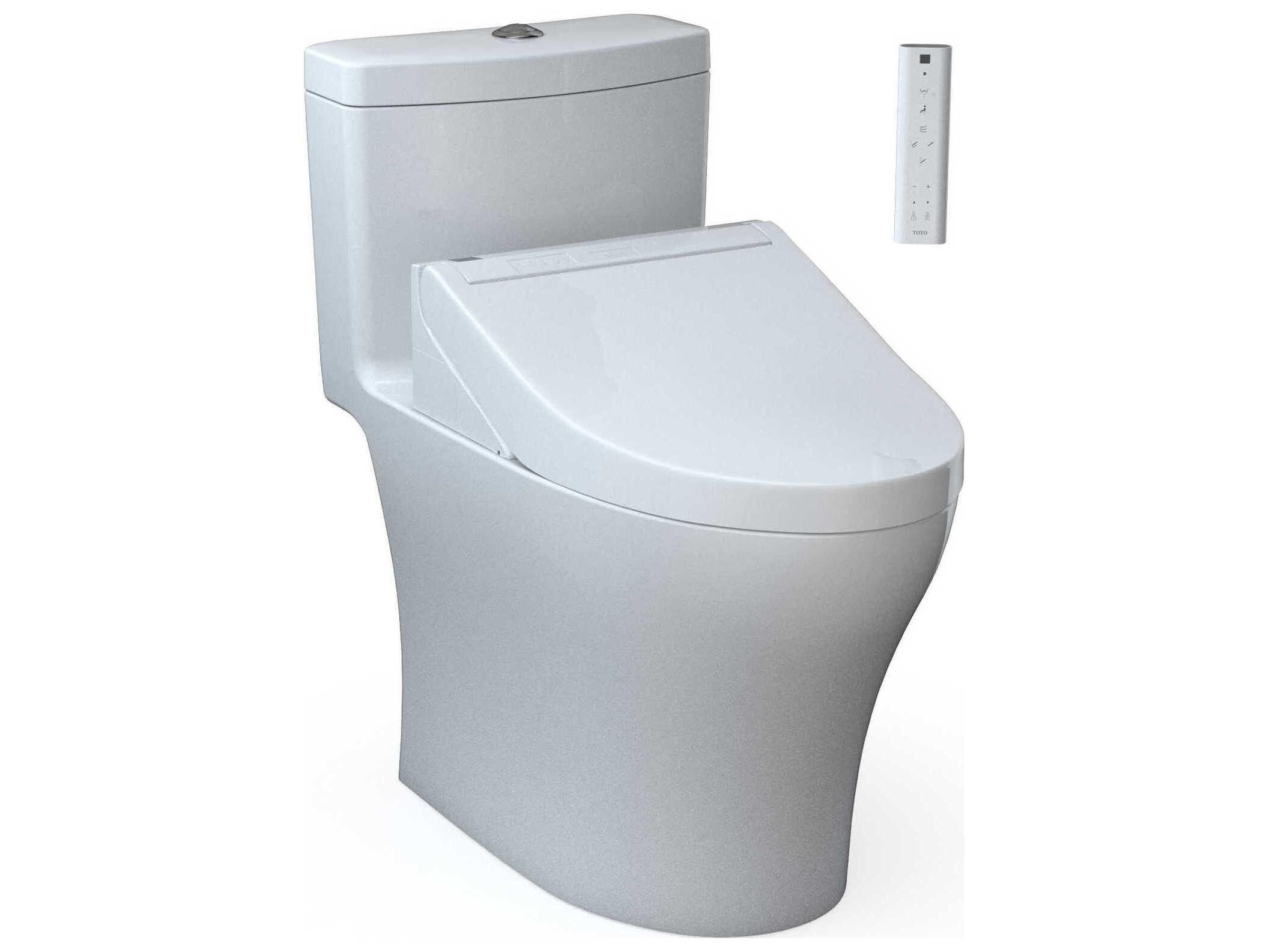 TOTO Washlet+ Aquia-IV 1-Piece Elongated Dual Flush Cotton White Toilet and Washlet C5 Bidet Seat