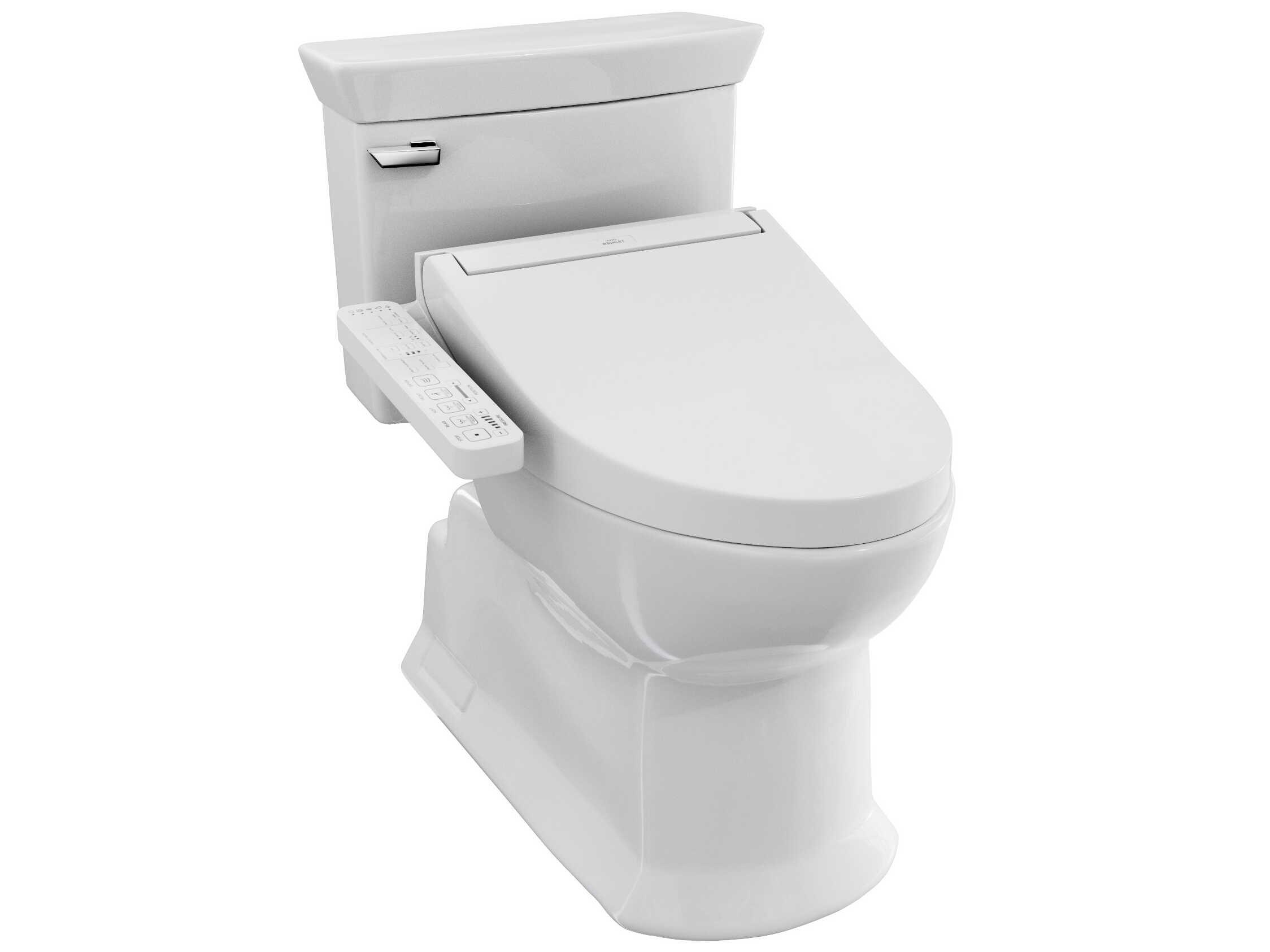 TOTO Soiree Washlet+ Elongated Universal Height Cotton White Toilet with C2 Bidet Seat