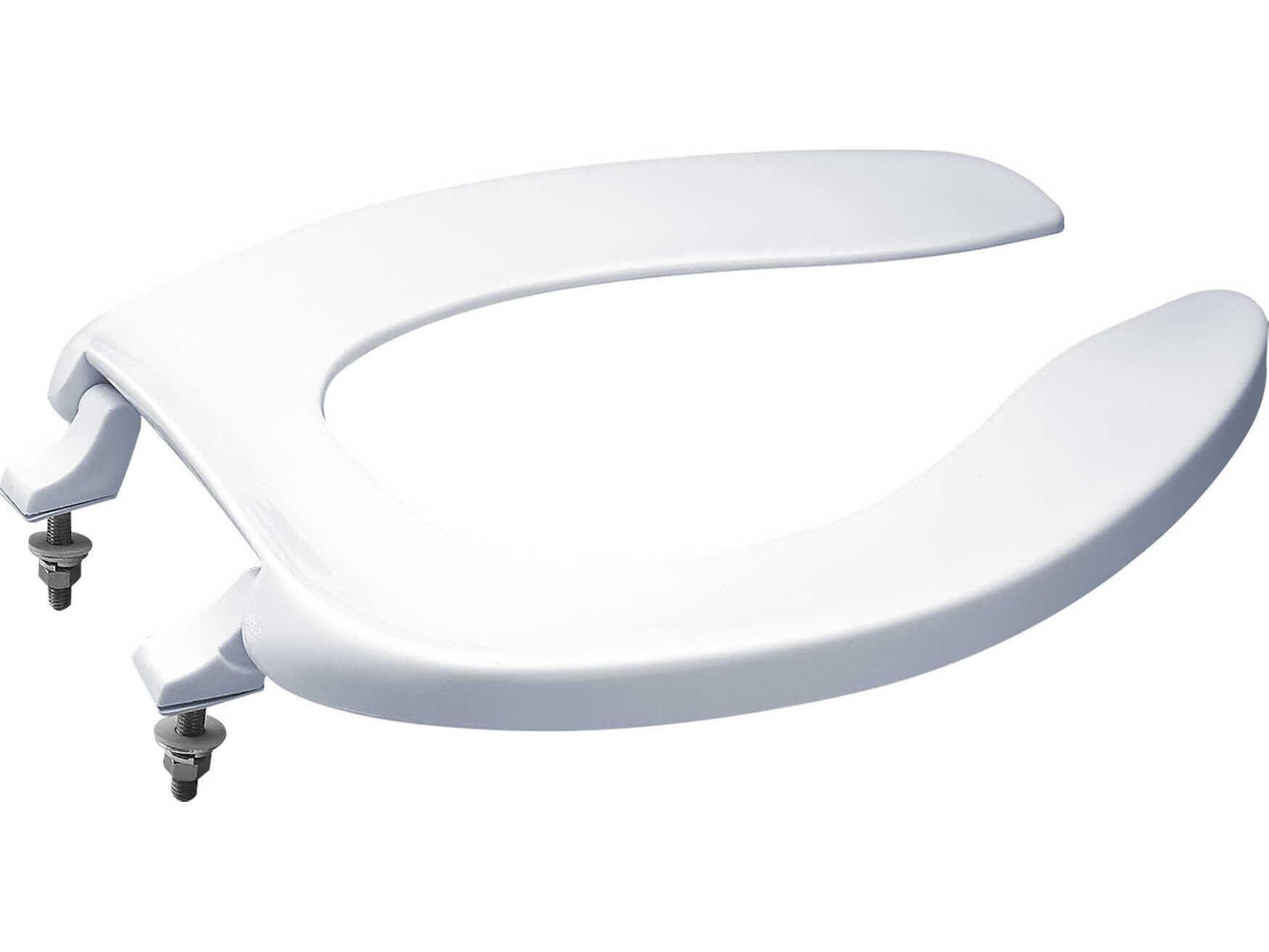TOTO Cotton White Elongated Open Front Commercial Toilet Seat without Lid