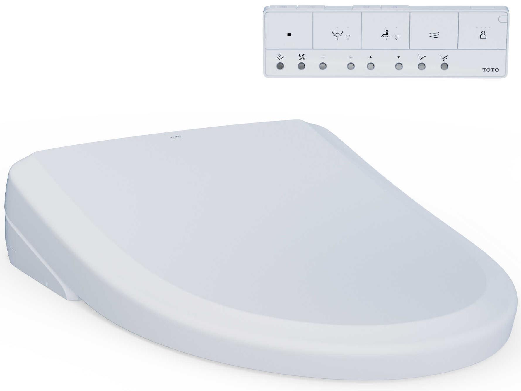 TOTO Cotton White Washlet+ S7 Electronic Bidet Toilet Seat with Ewater+ Bowl and Wand Cleaning, Classic Lid, Elongated