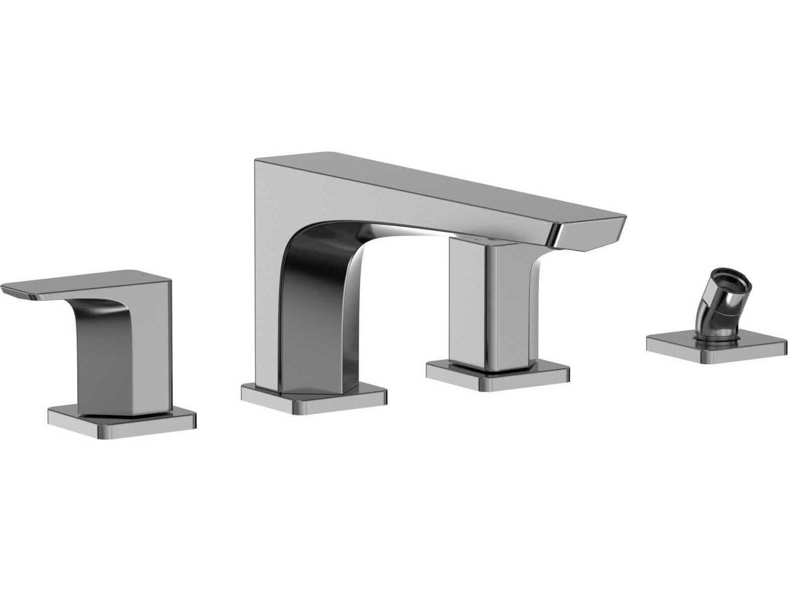 TOTO Global Edge Two-Handle Deck-Mount Roman Tub Filler Trim with Handshower