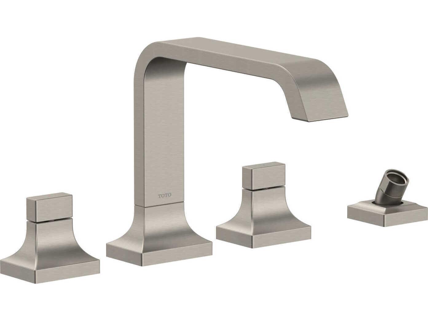 TOTO Global Composed Two-Handle Deck-Mount Roman Tub Filler Trim with Handshower