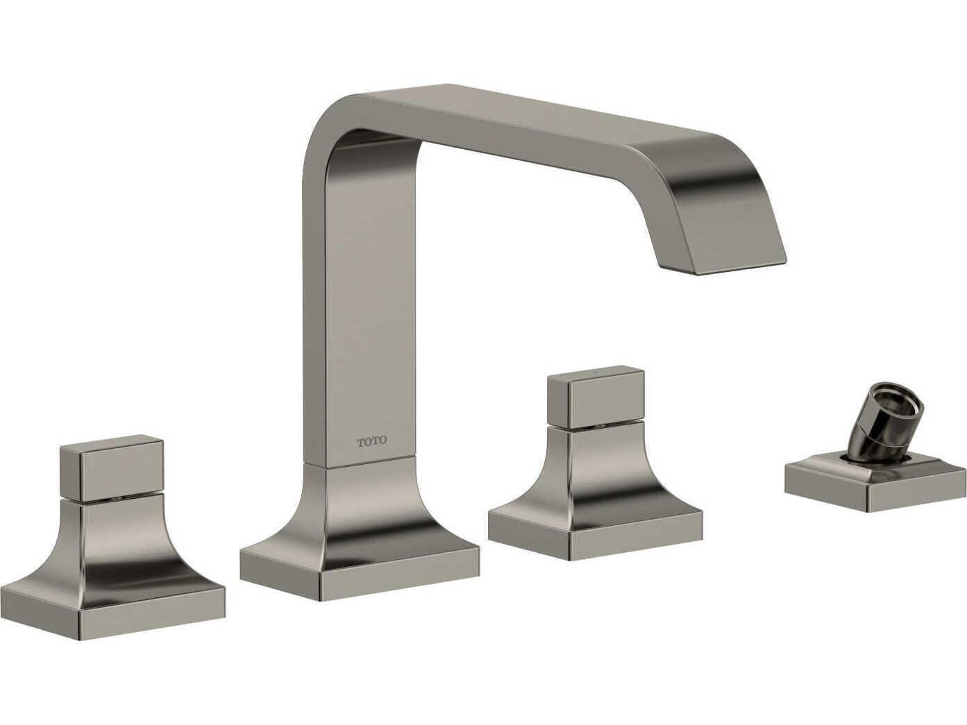 TOTO Global Composed Two-Handle Deck-Mount Roman Tub Filler Trim with Handshower