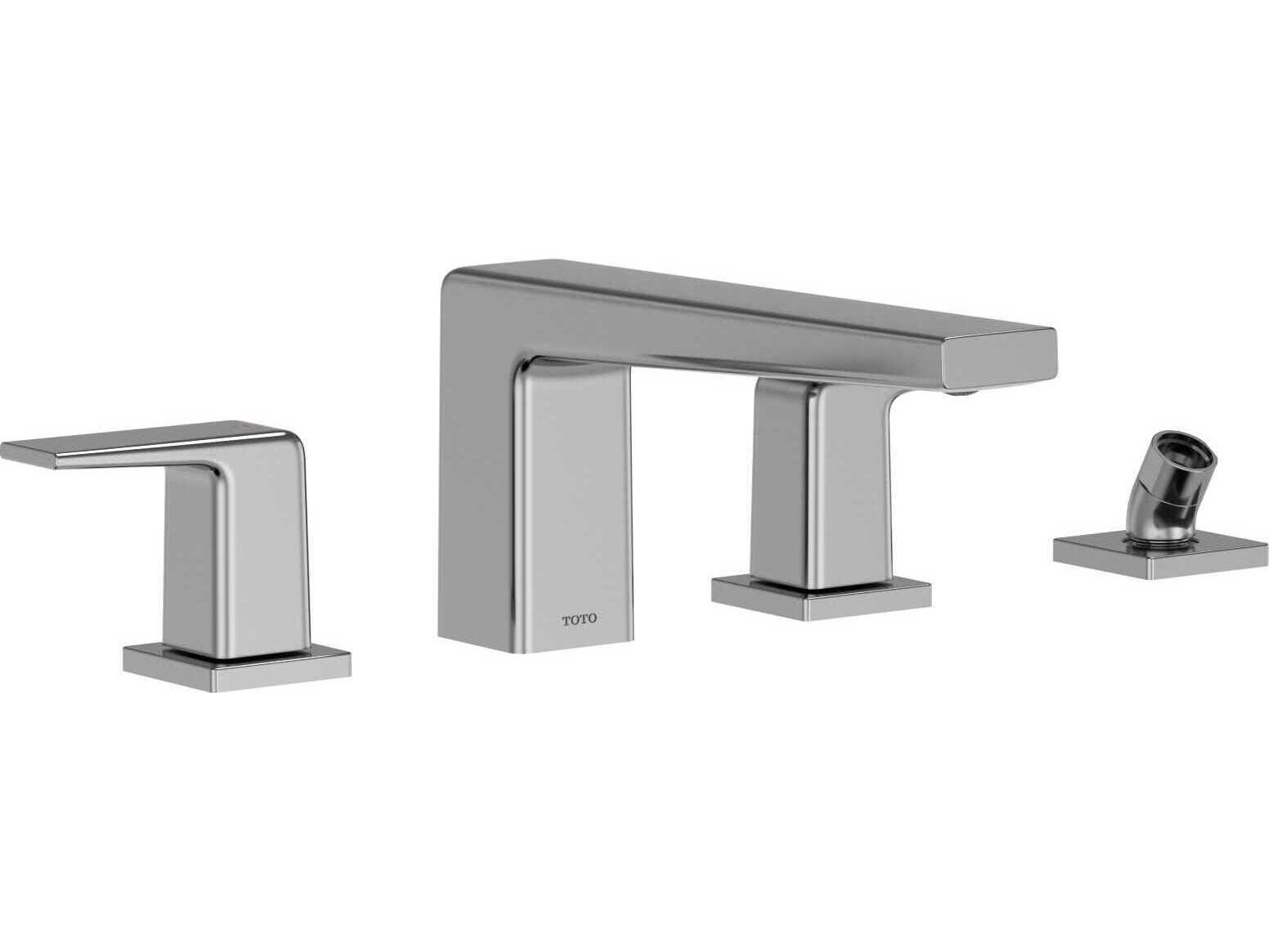 TOTO Global Balance Two-Handle Deck-Mount Roman Tub Filler Trim with Handshower