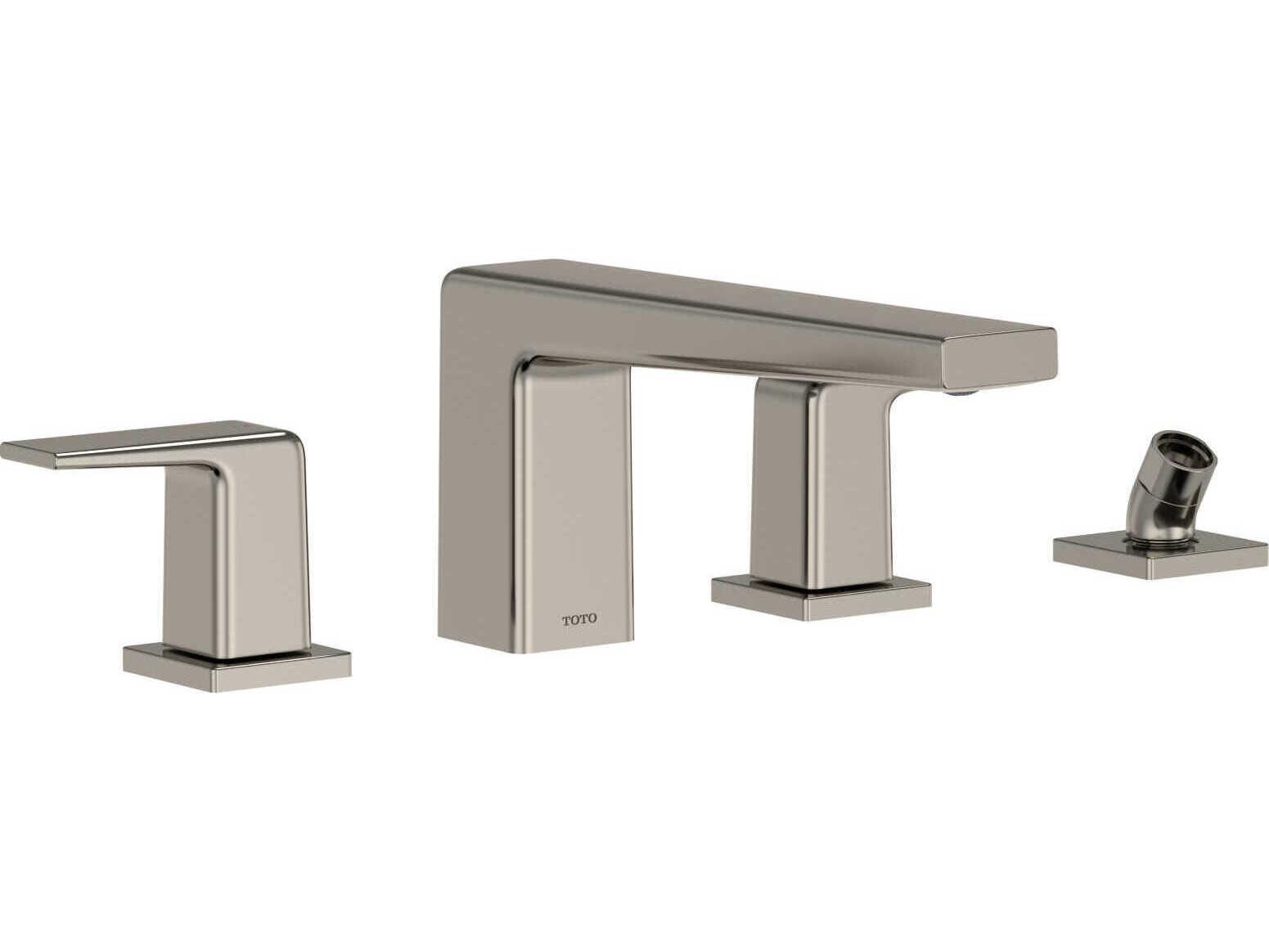 TOTO Global Balance Two-Handle Deck-Mount Roman Tub Filler Trim with Handshower