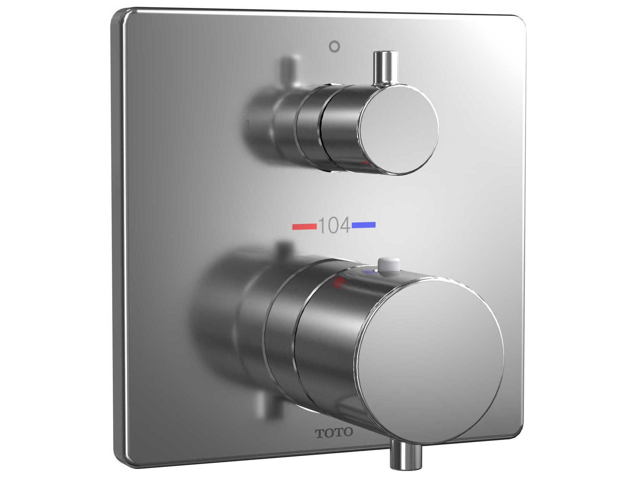 TOTO Square Thermostatic Mixing Valve with Two-Way Diverter Shower Trim