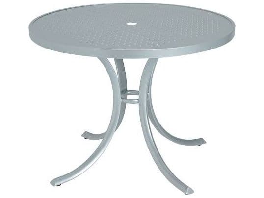 Tropitone Boulevard Aluminum Round Patio Dining Table with Umbrella Hole