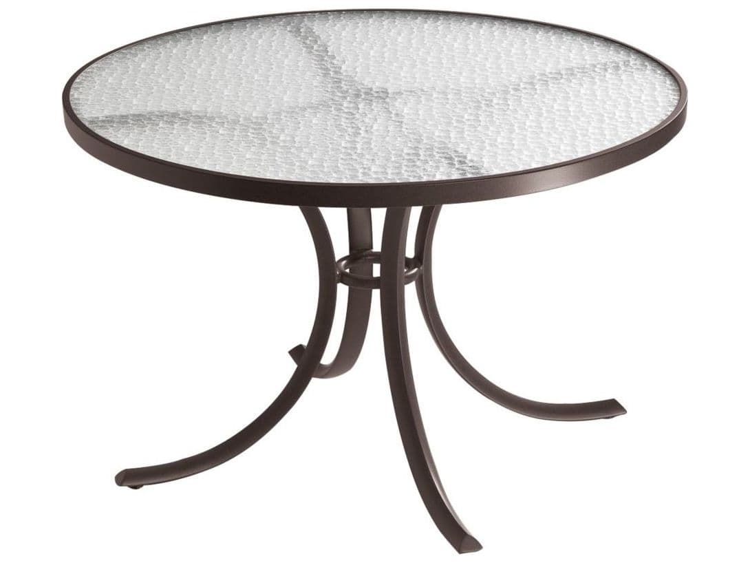 Tropitone Acrylic Cast Aluminum Round Outdoor Patio Dining Table with Umbrella Hole