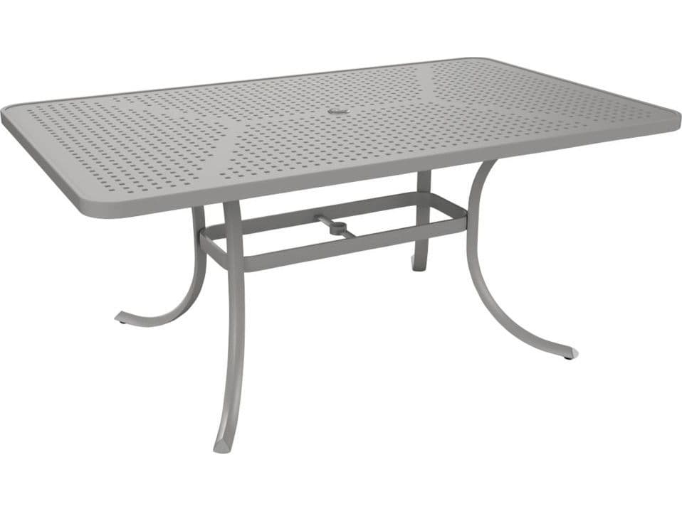 Tropitone Patterned Boulevard Aluminum Rectangular Outdoor Dining Table with Umbrella Hole
